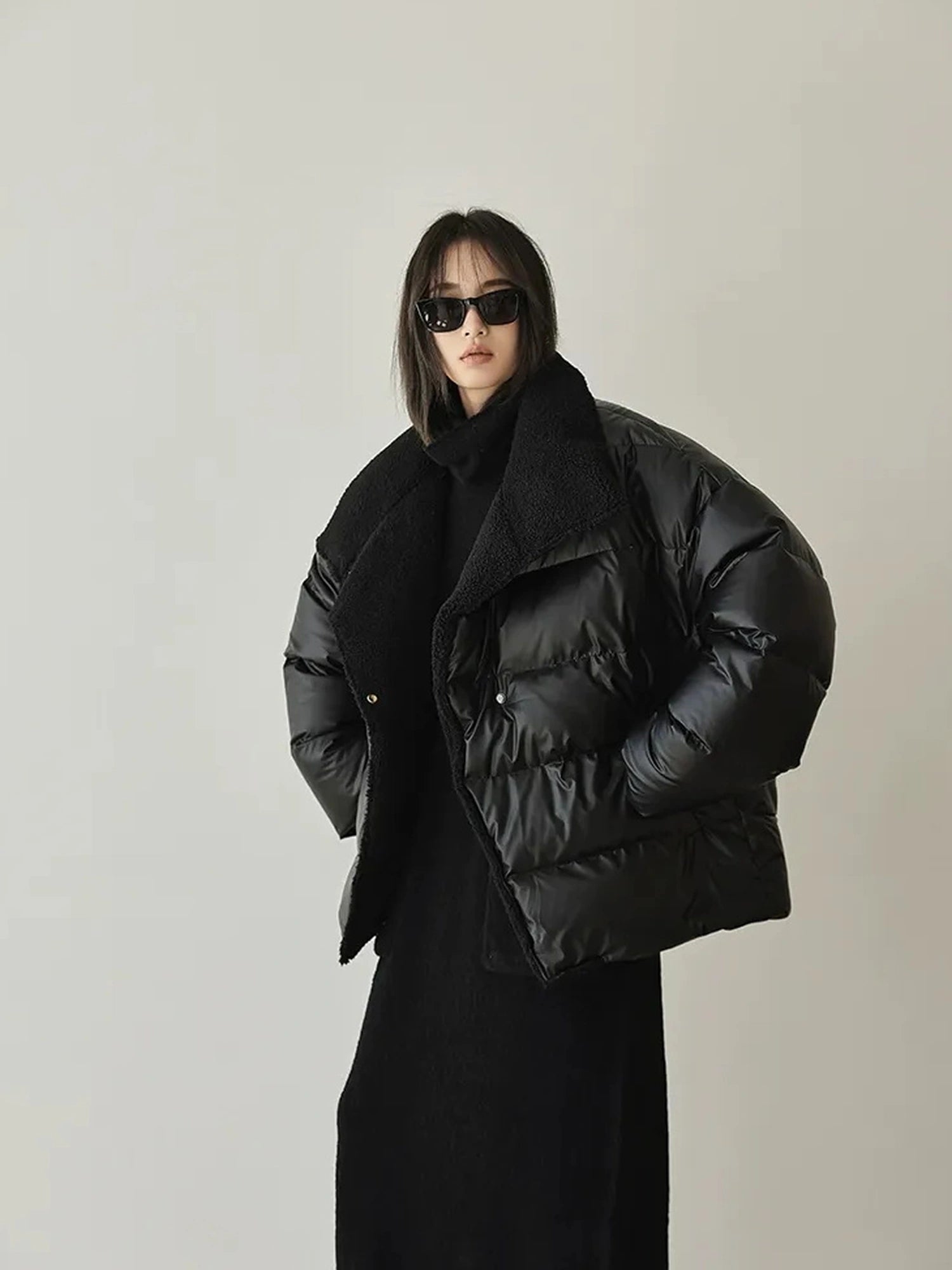 FU FRESH UP Waterproof Quilted Lamb Collar Puffer Jacket