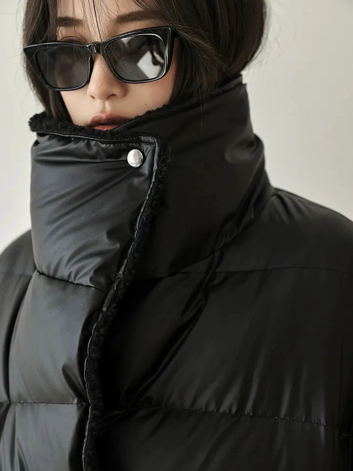 FU FRESH UP Waterproof Quilted Lamb Collar Puffer Jacket
