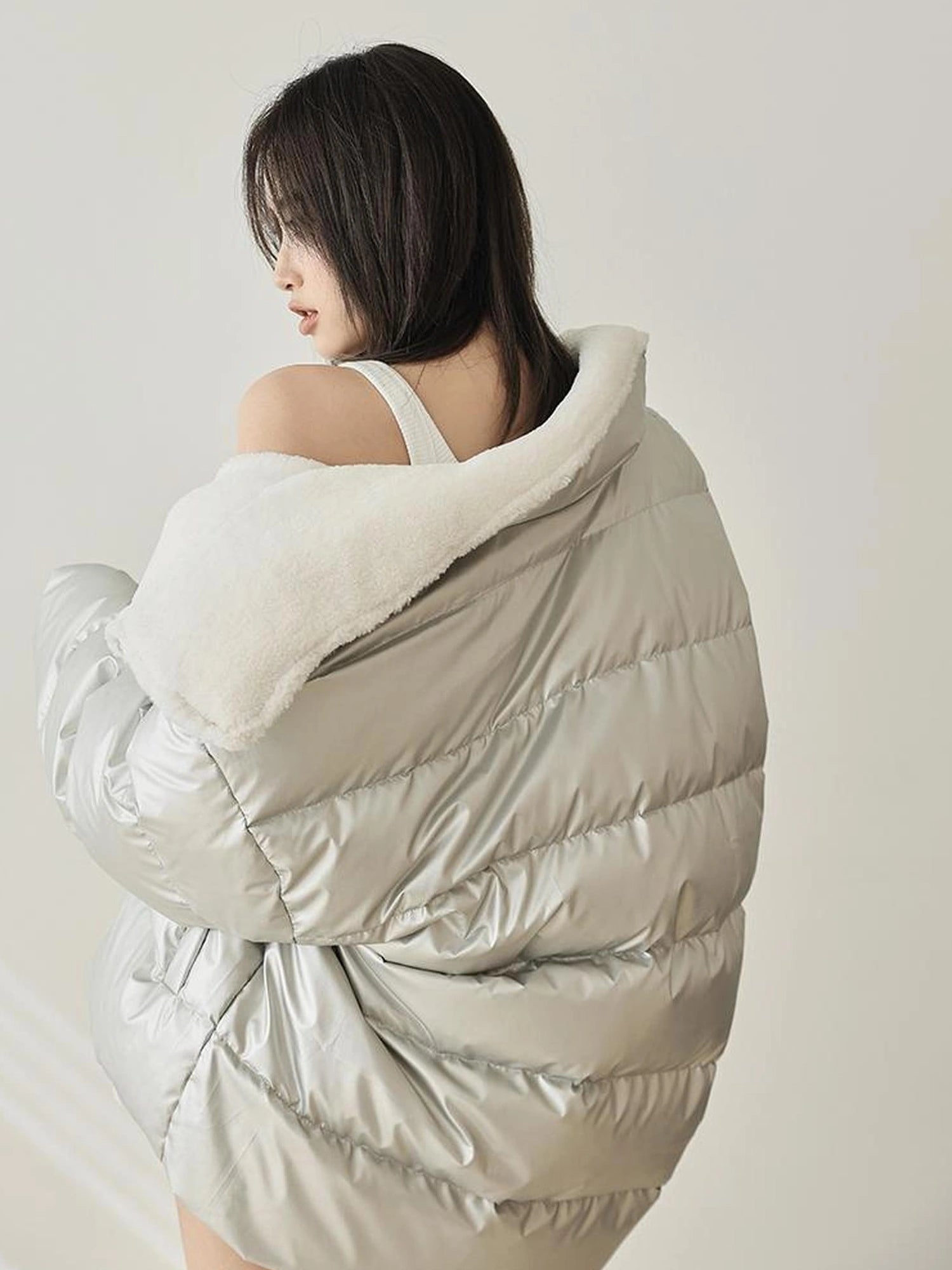 FU FRESH UP Waterproof Quilted Lamb Collar Puffer Jacket