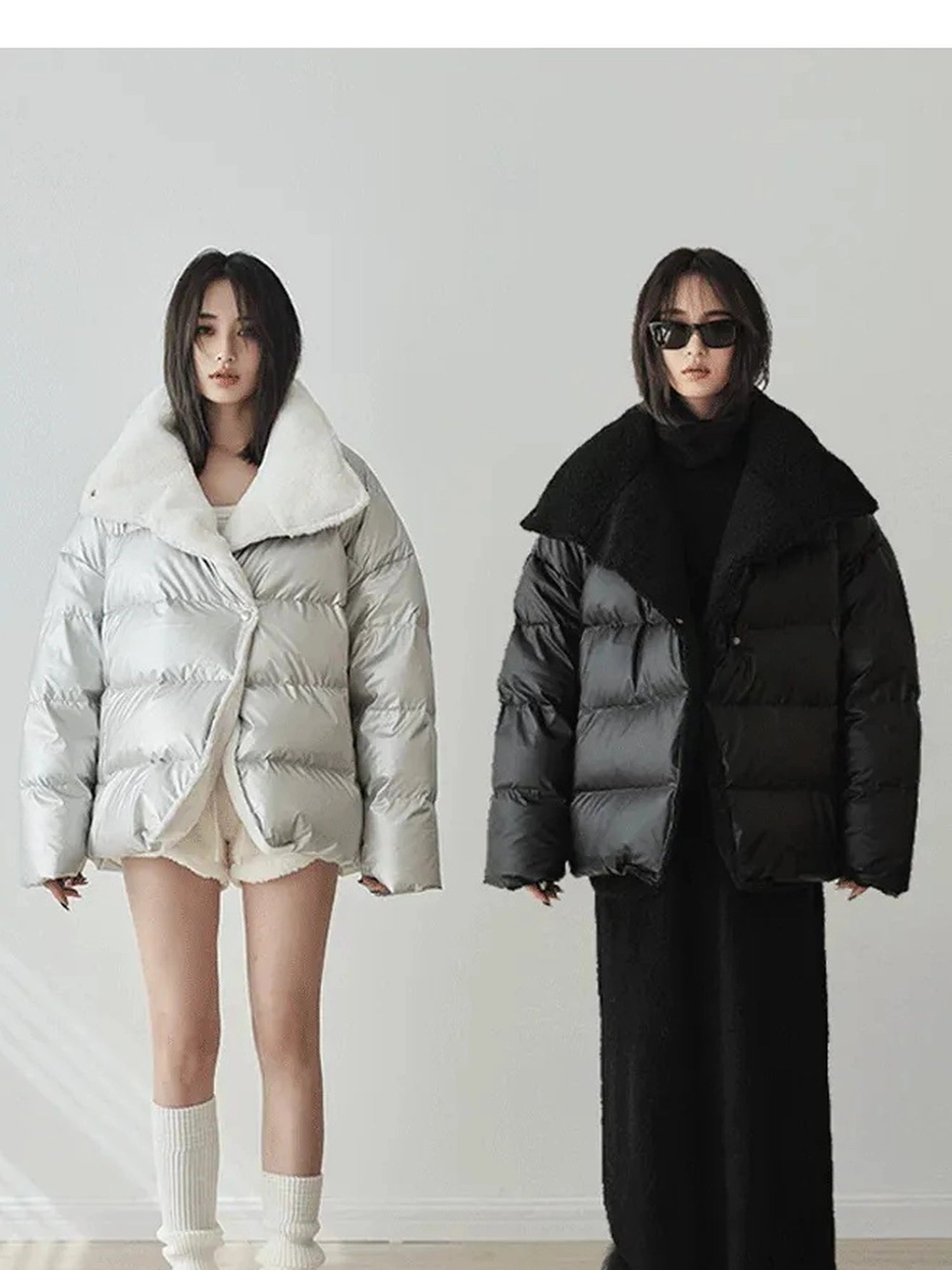 FU FRESH UP Waterproof Quilted Lamb Collar Puffer Jacket