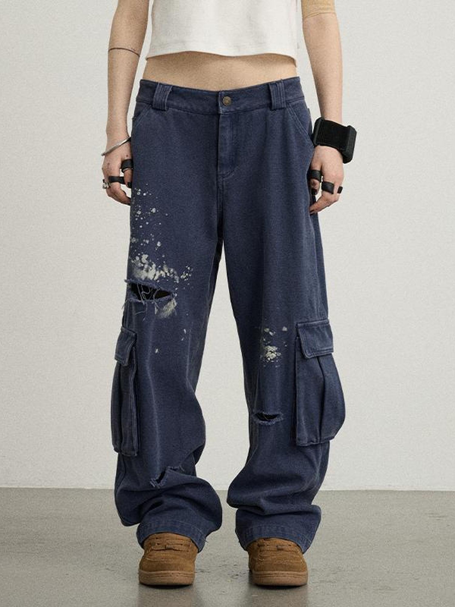 Achihara Faded Washed Denim Pants For Men