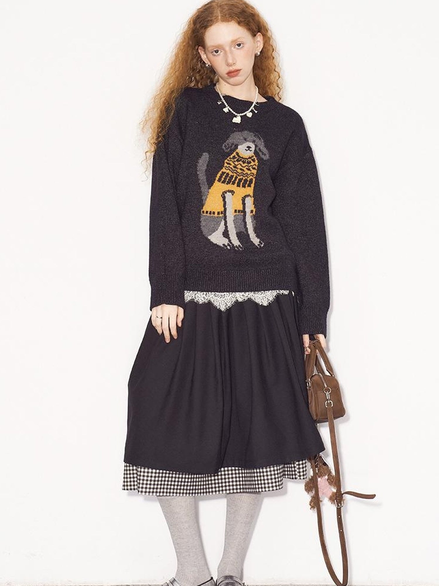 DIDDI MODA Fair Isle Dog Sweater Knit Pullover