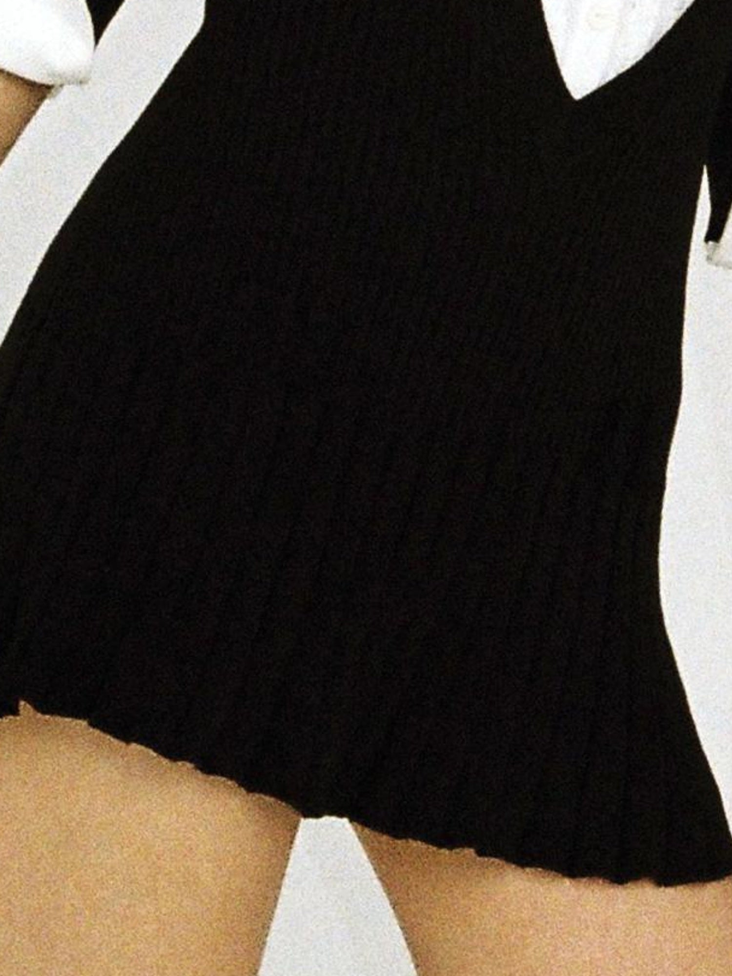 SweetChilling Fall V-Neck Shirt Collar Pleated Dress
