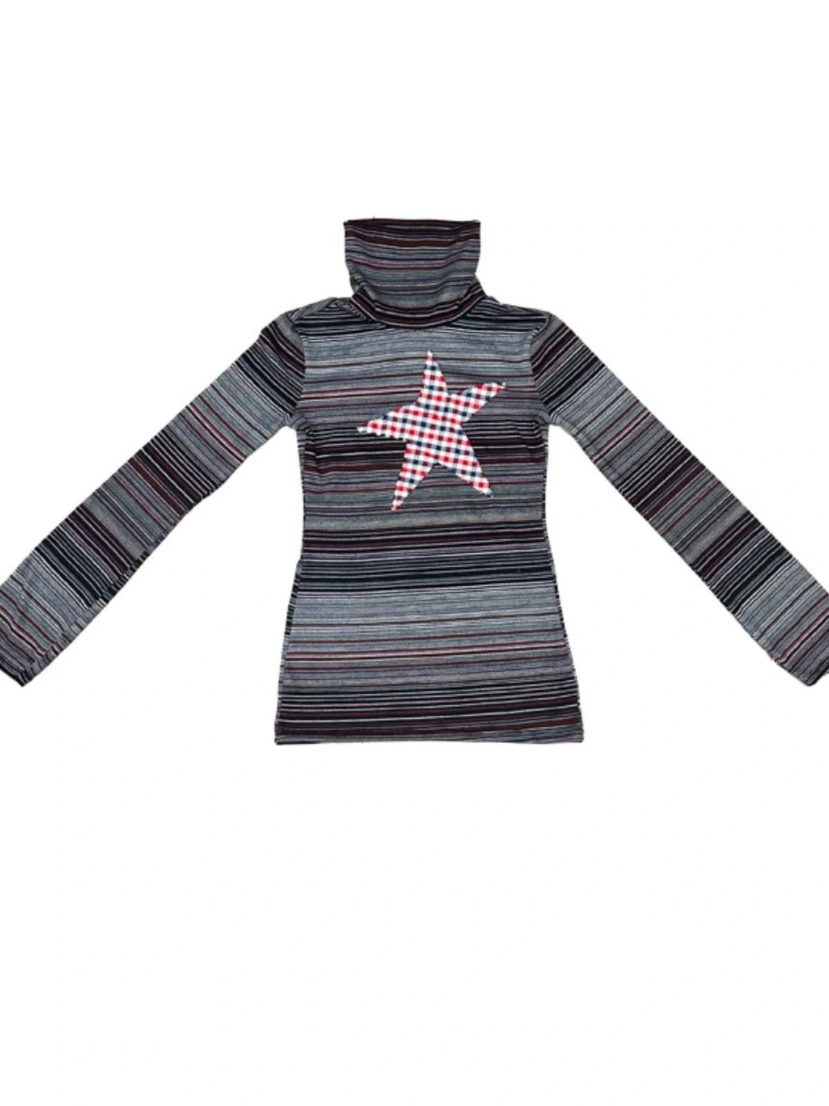 Fall Winter Plaid Star Striped Soft Knit T-Shirt