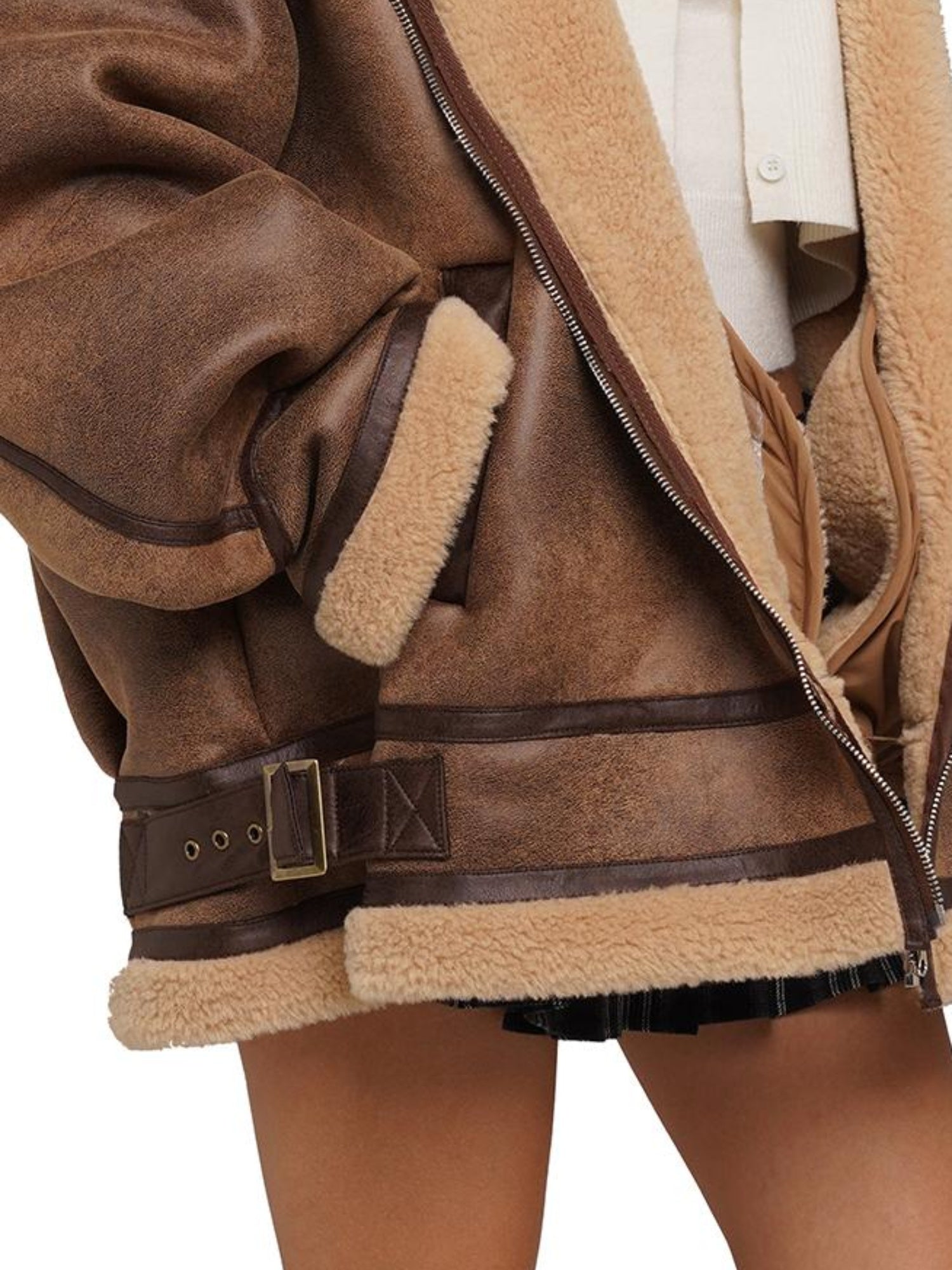 SweetChilling Faux Fur Hooded Jacket With Sherpa Lining Outerwear
