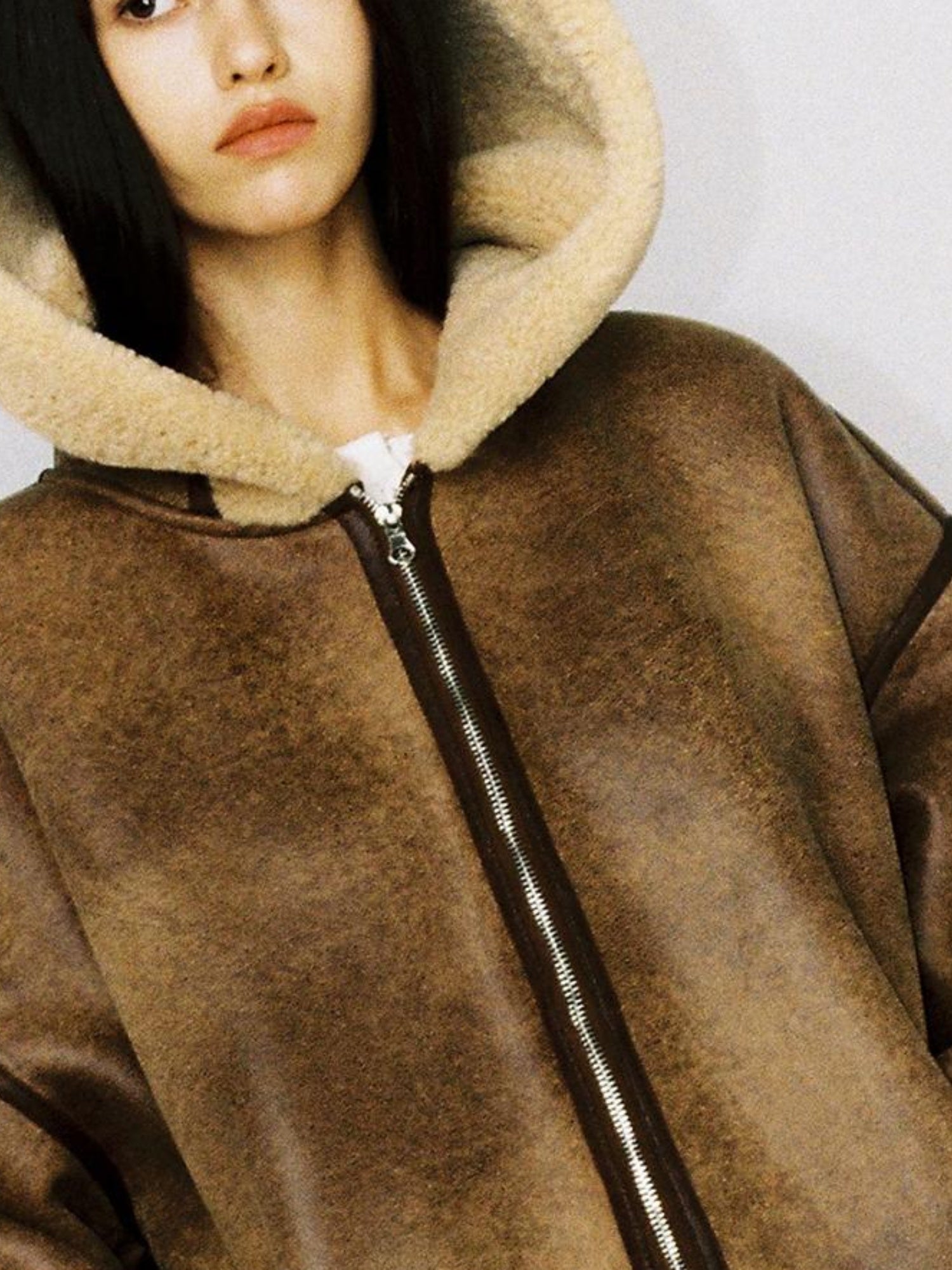SweetChilling Faux Fur Hooded Jacket With Sherpa Lining Outerwear