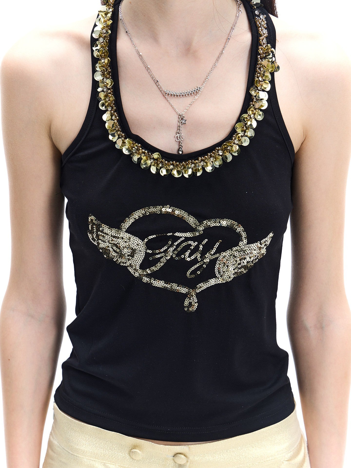 FayChui_Black_Gold_Wing_Heart_Embroidered_Halter_Women&