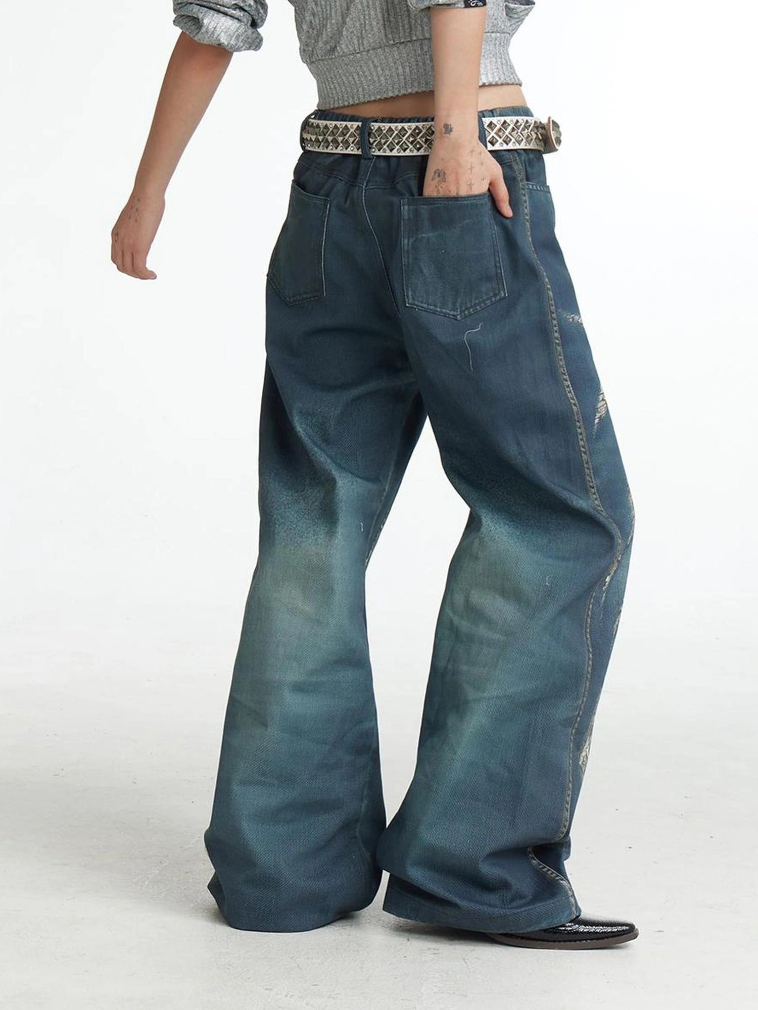 FayChui Digital Camo Leopard Print Loose Jeans