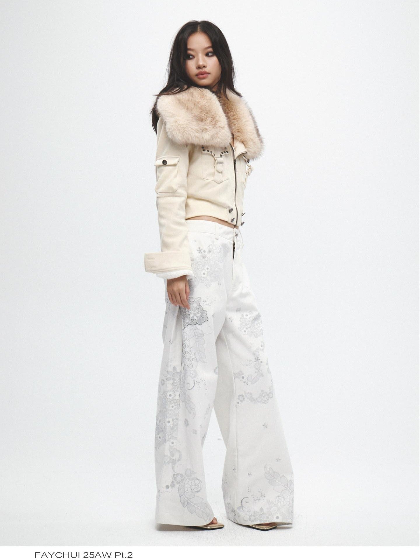 FayChui Floral Lace Asymmetric Digital Print Women&