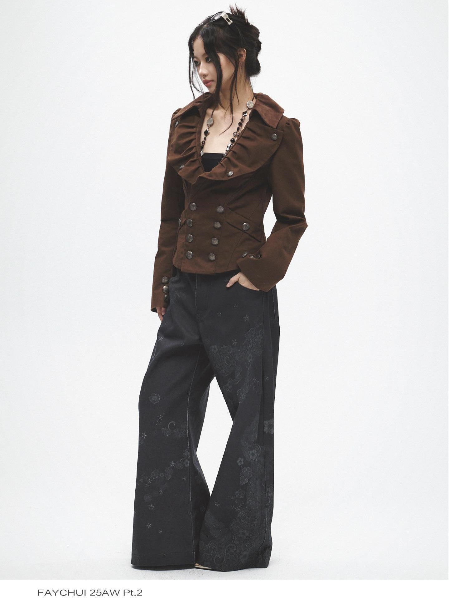 FayChui Floral Lace Asymmetric Digital Print Women&