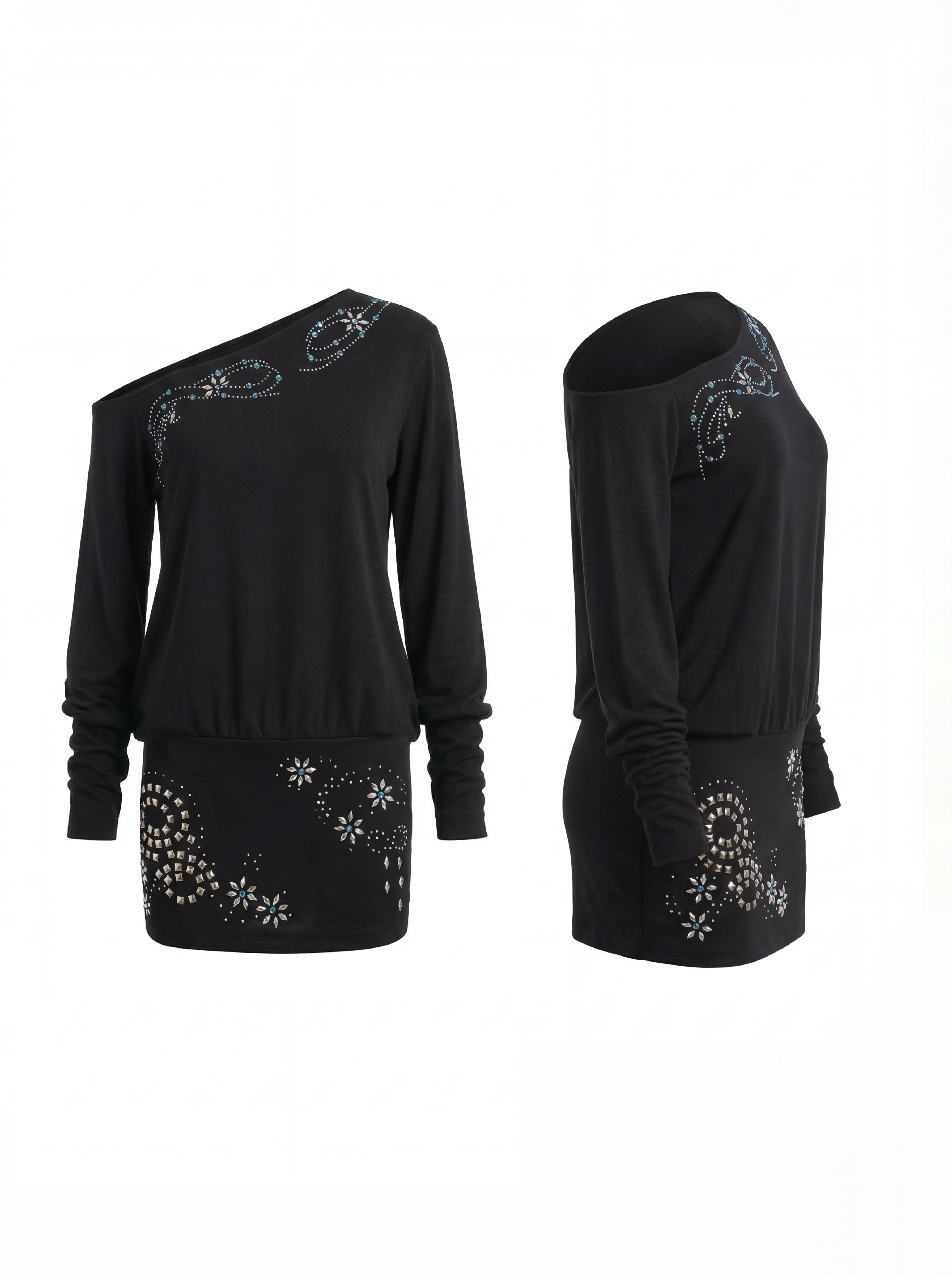 FayChui_Matte_Rhinestone_Stud_Asymmetric_Women&