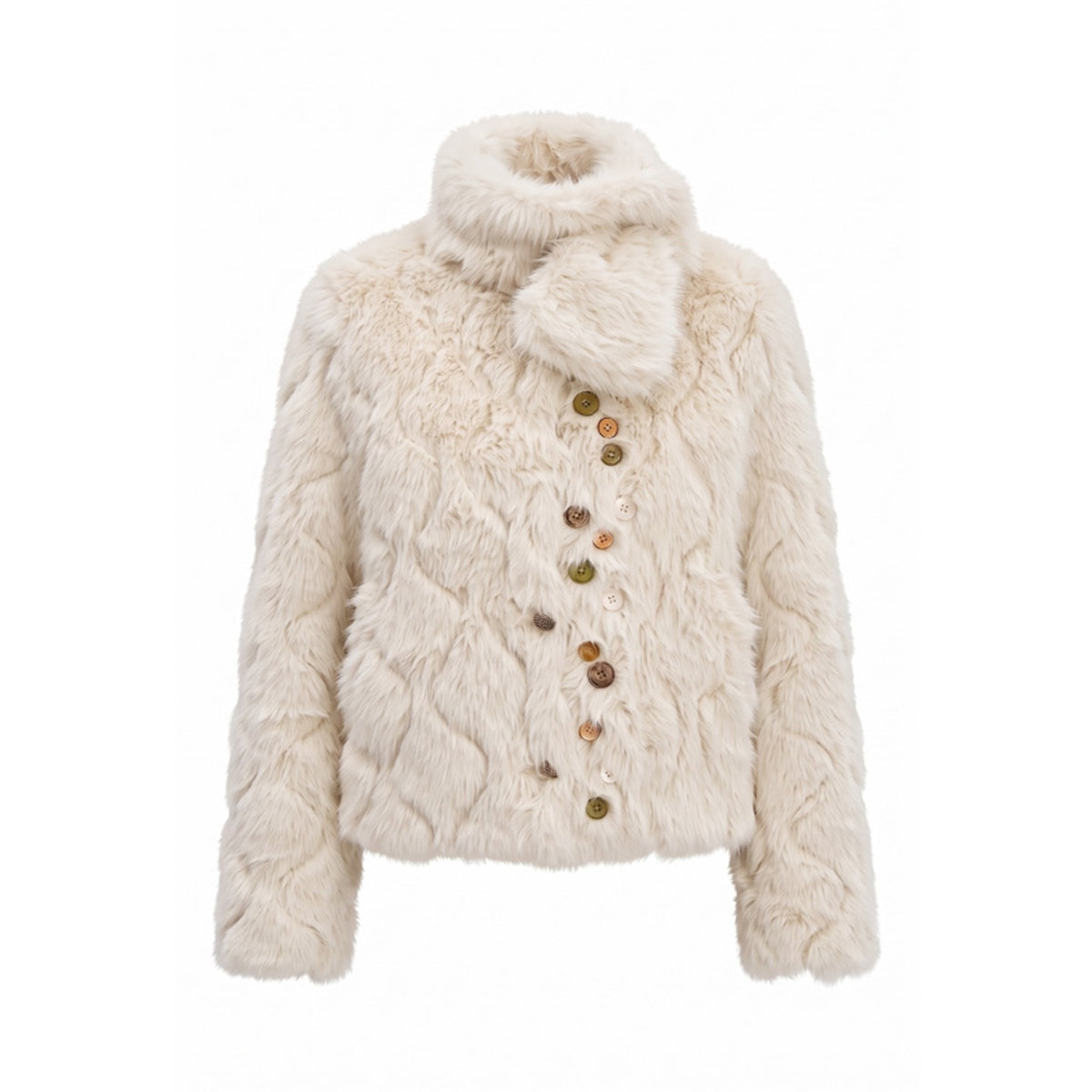 FayChui_Multi_Button_Embossed_Faux_Fur_Cream_White_Women&
