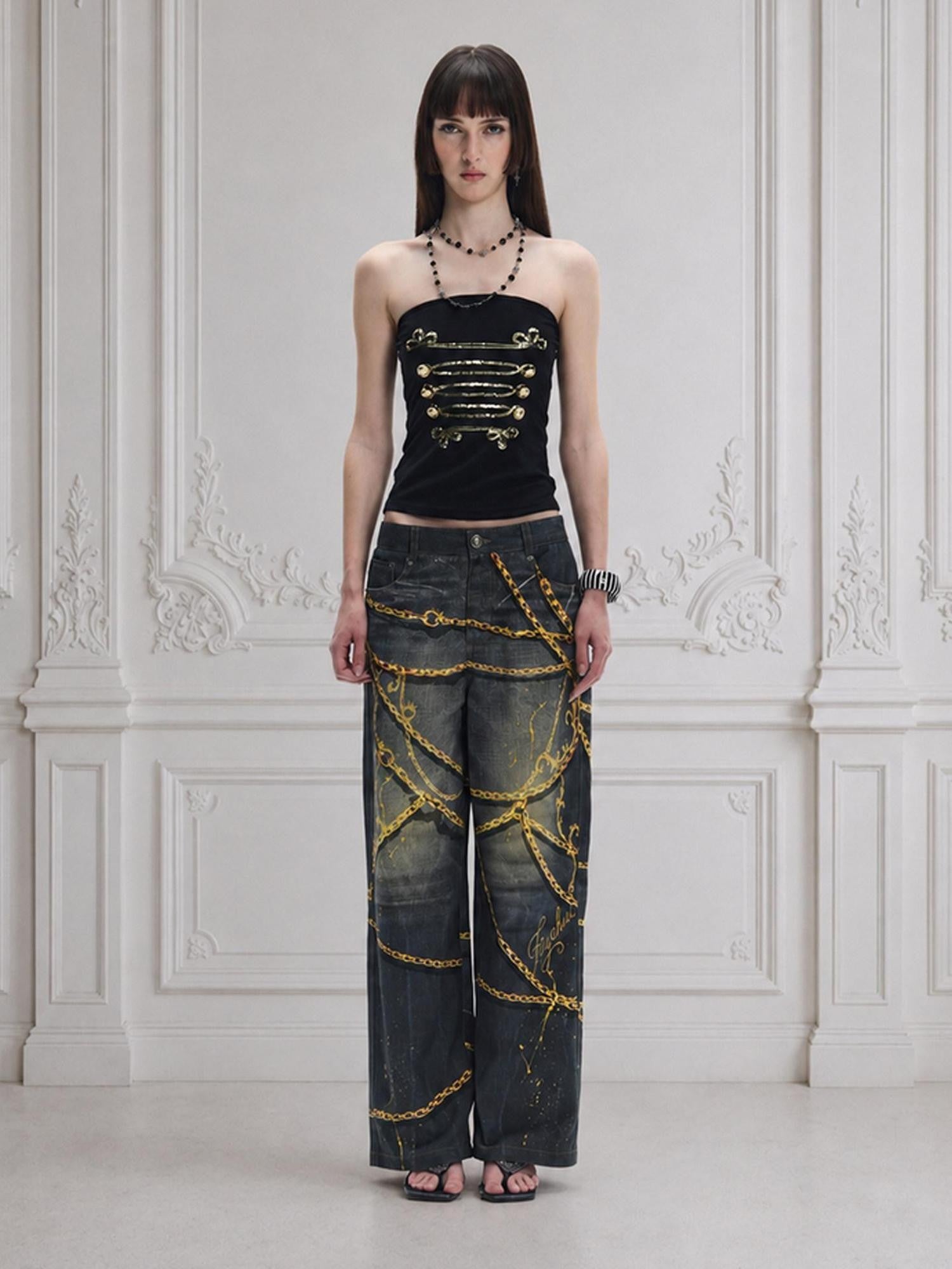 FayChui Regal Rope Knot Sequin Embroidery Slim Fit Women&
