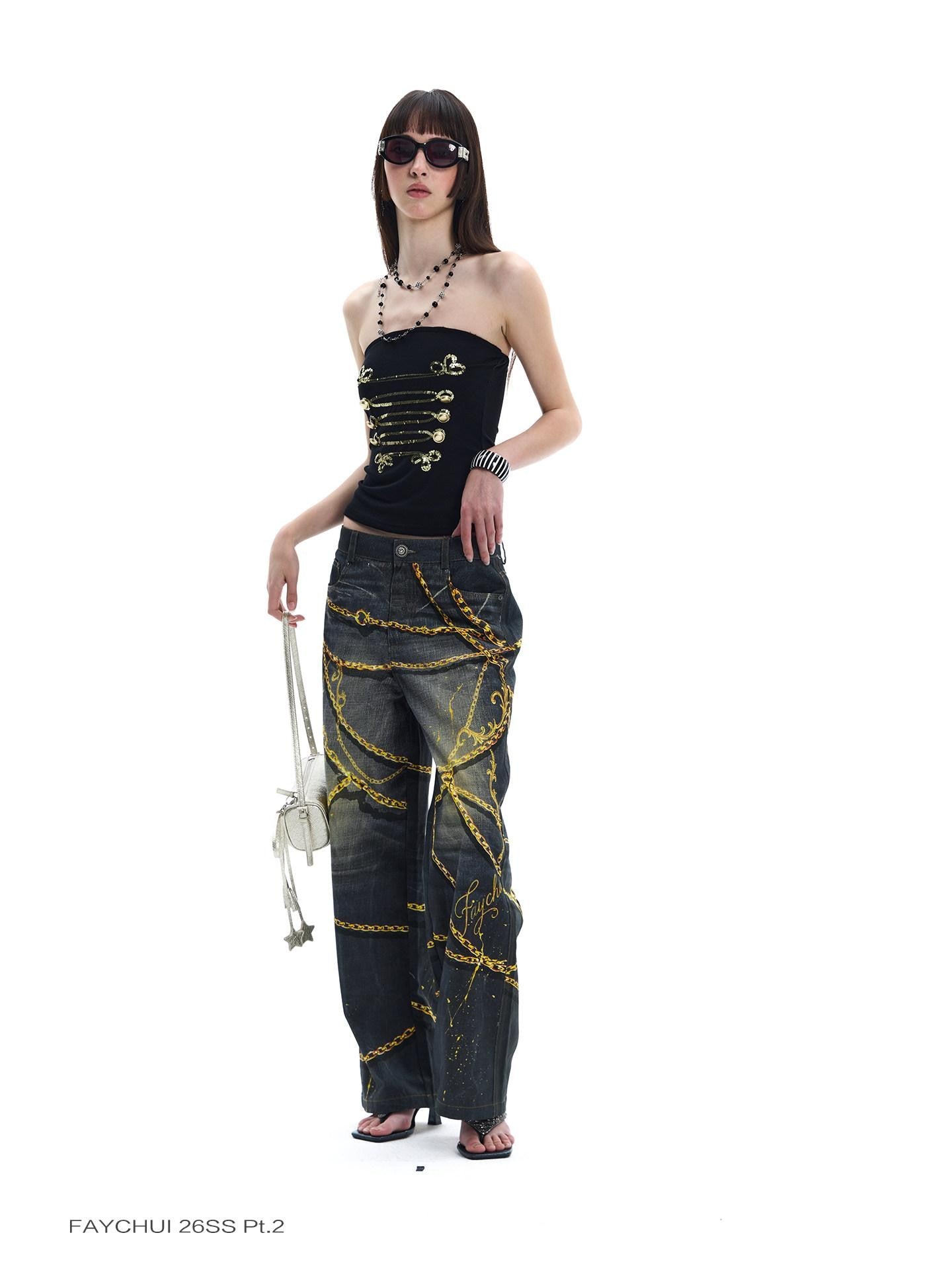 FayChui Regal Rope Knot Sequin Embroidery Slim Fit Women&