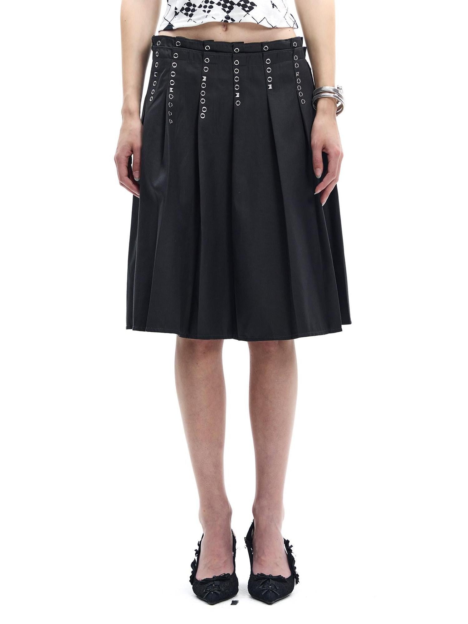 FayChui Retro Metal Rhinestone Dual Waist Aline Women&