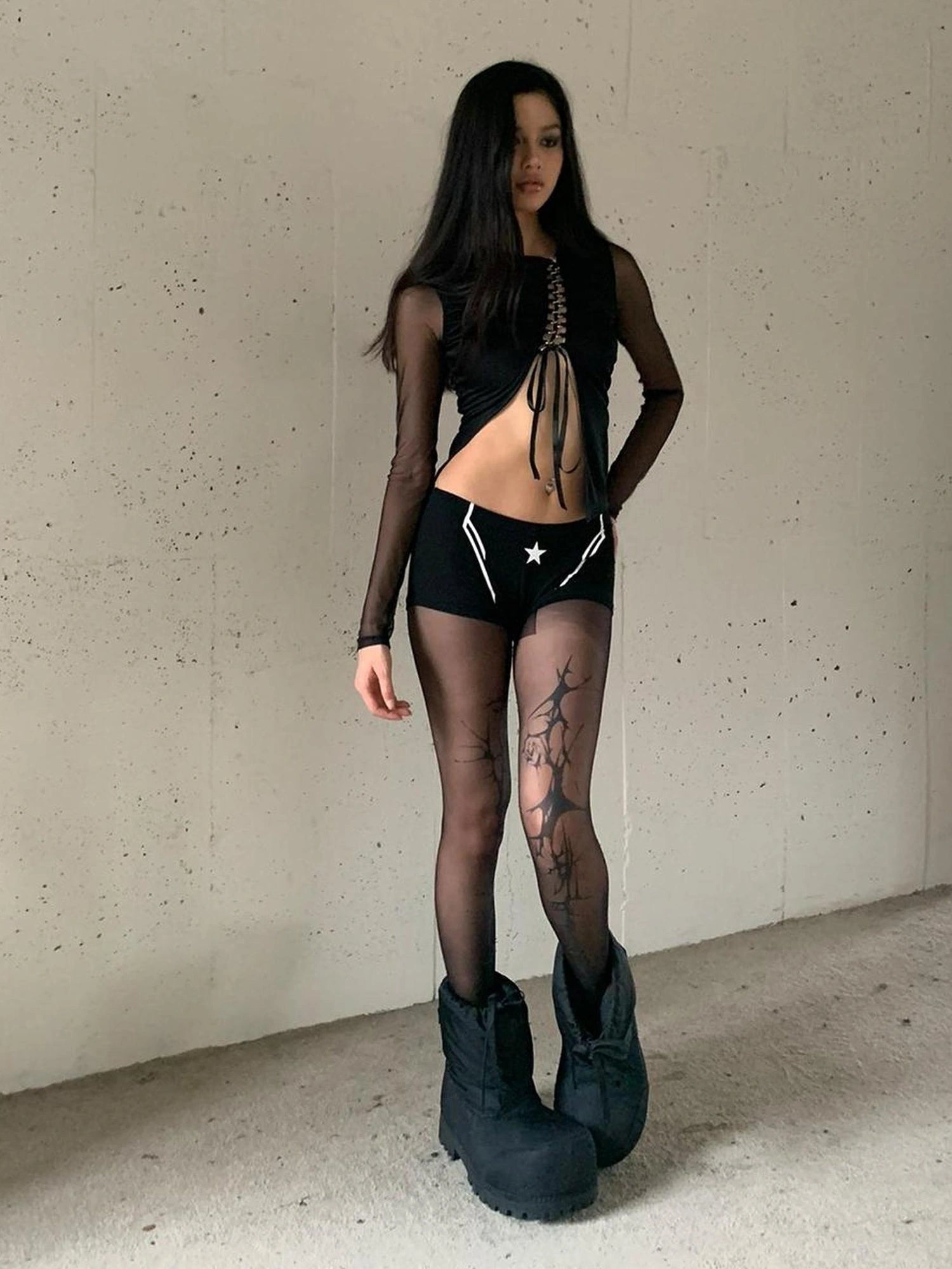 FayChui Star Print Layering Shorts