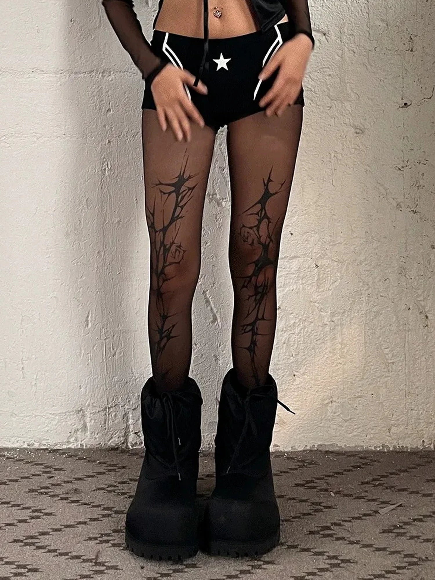 FayChui Star Print Layering Shorts