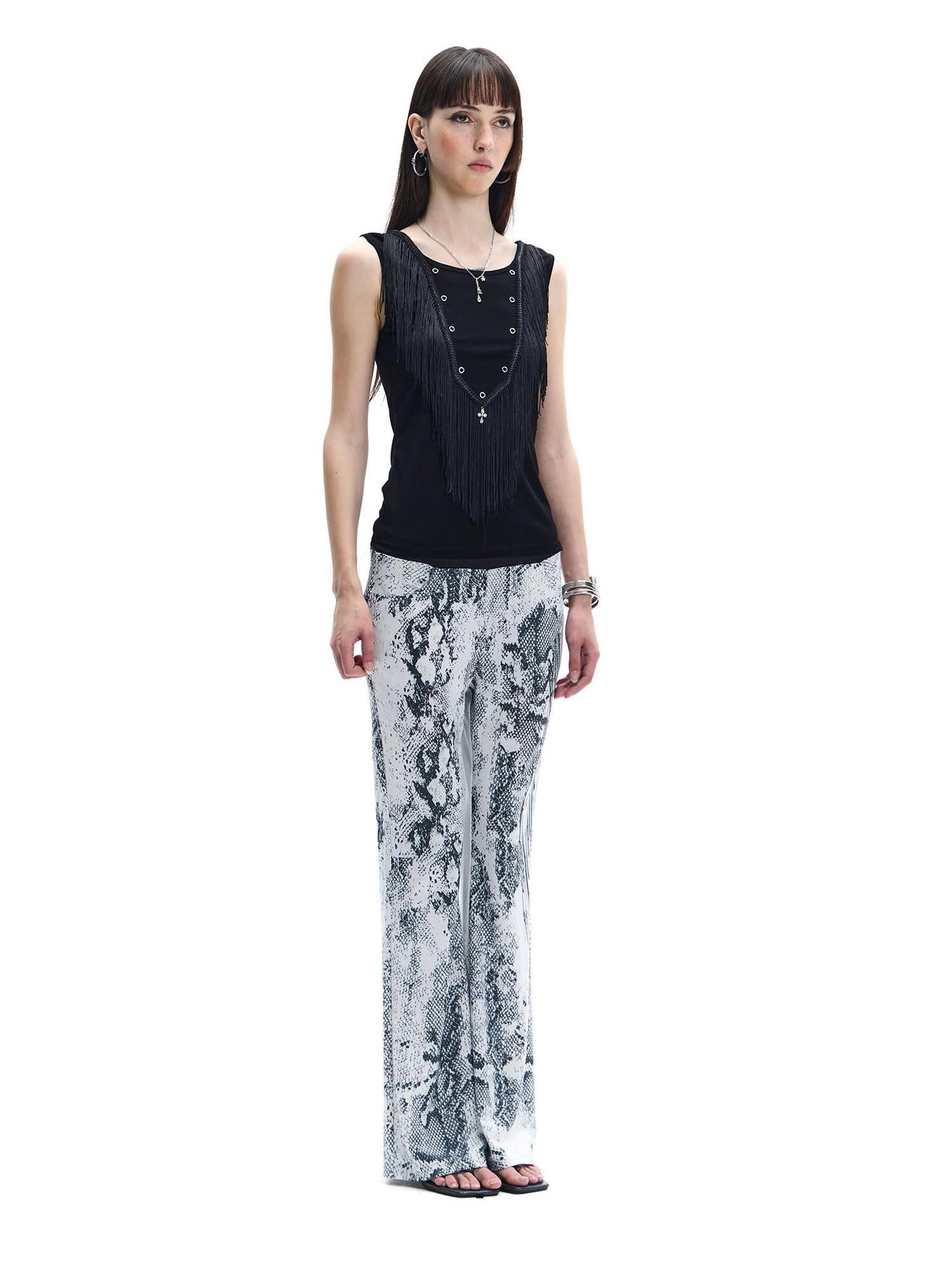 FayChui Vintage Fringe Metal Sequin Cross Rhinestone Women&