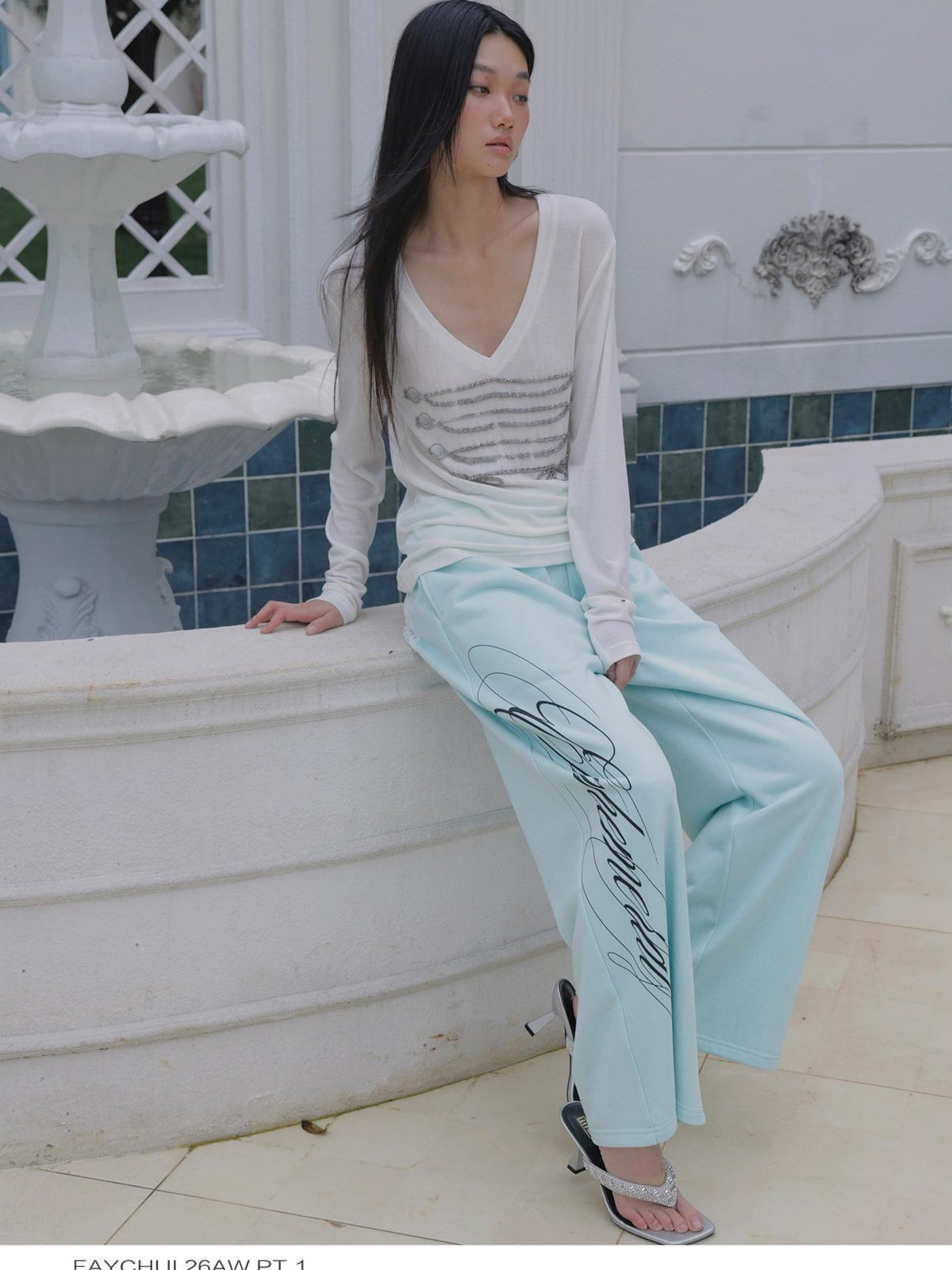 FayChui Vintage Print Court Style Rope Knot Women&