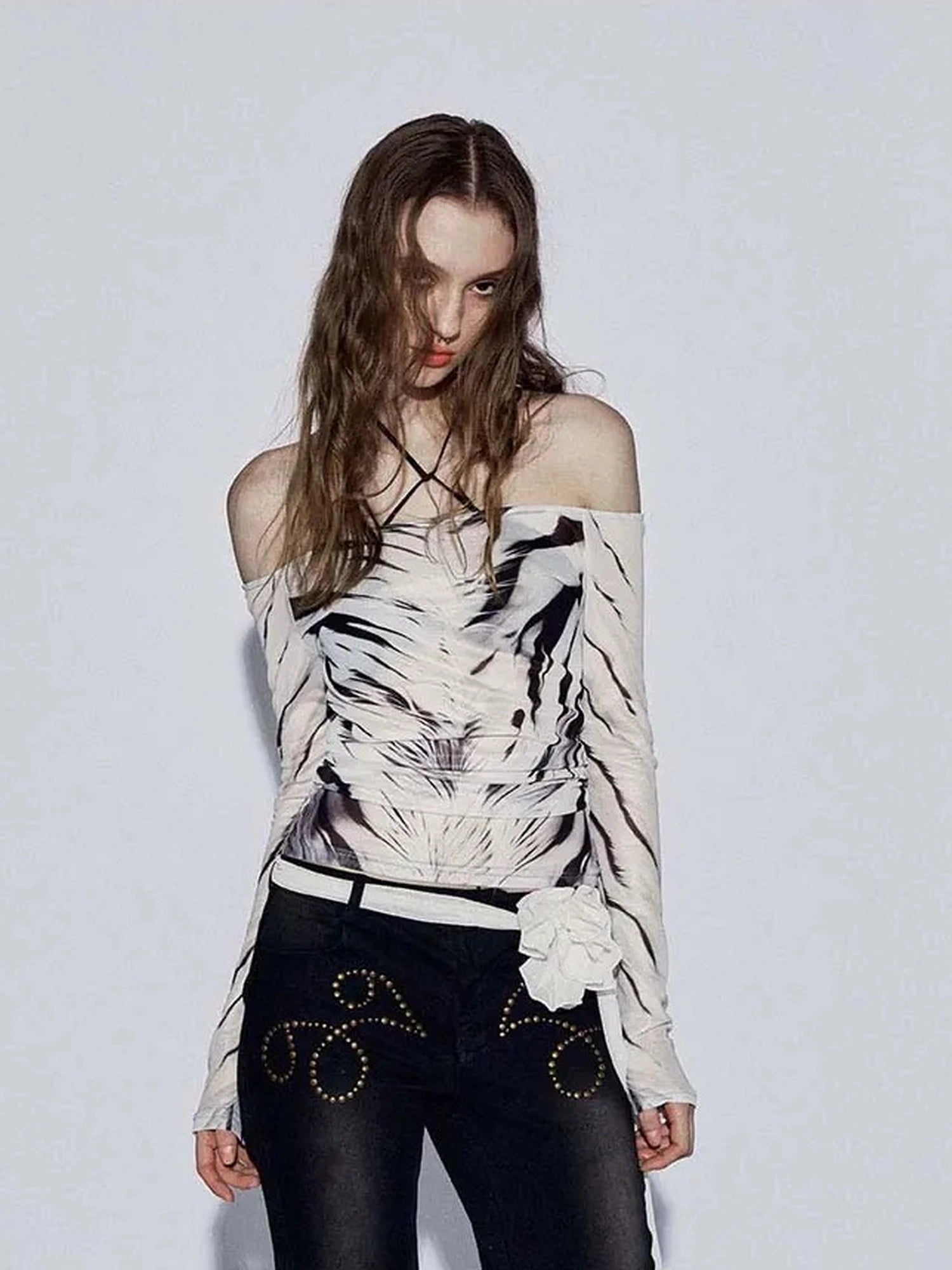 FayChui Vintage Wild Zebra Mesh Top