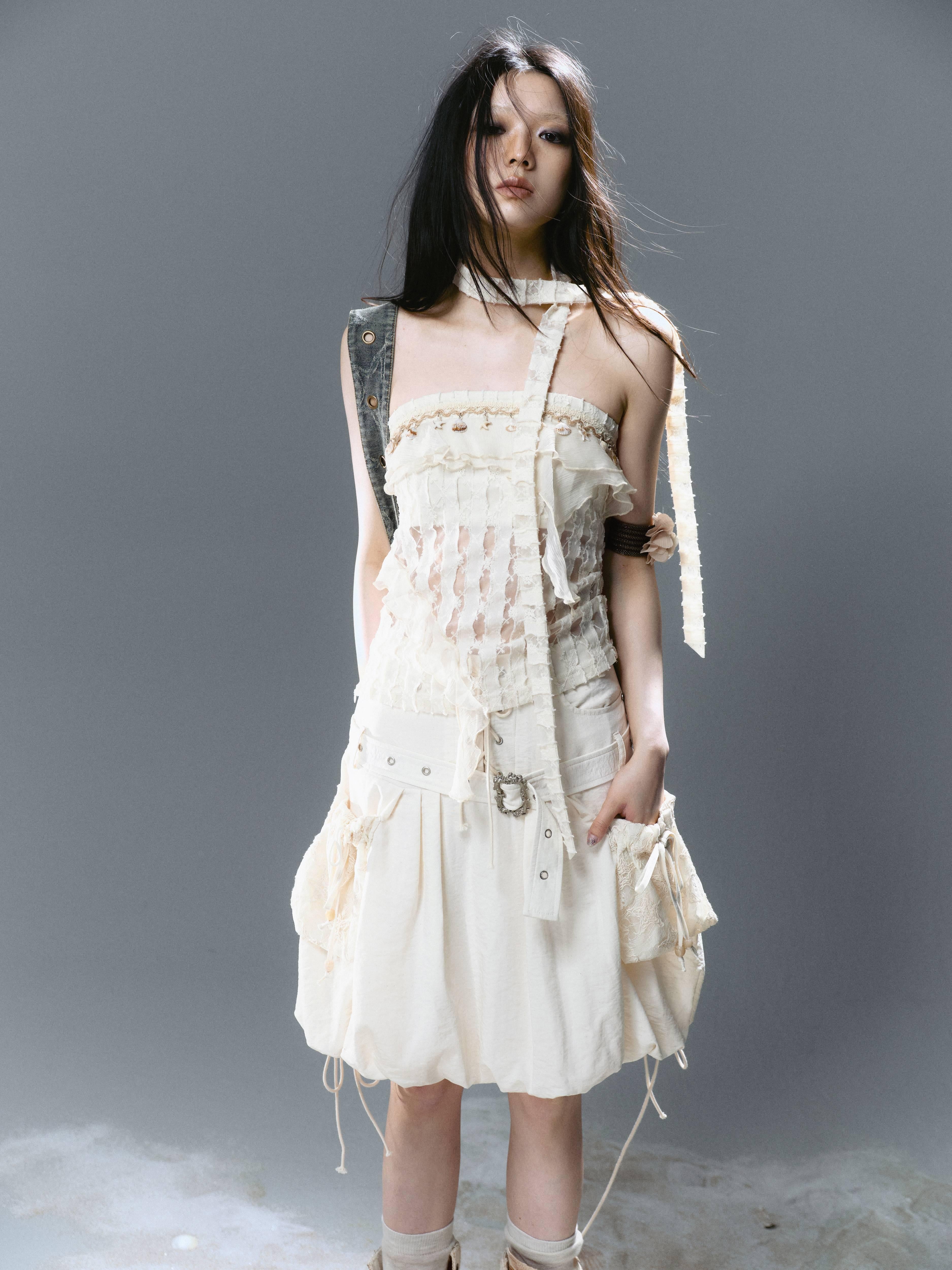 Cest Nous Feminine Ruffle Bustier Top For Women