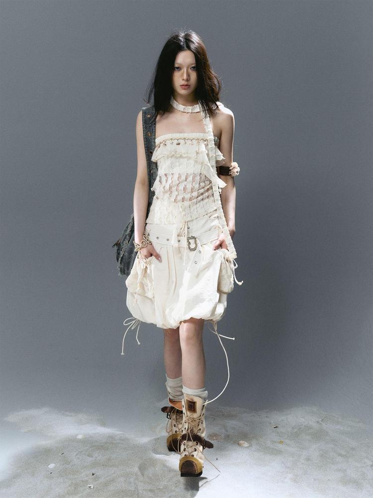 Cest Nous Feminine Ruffle Bustier Top For Women