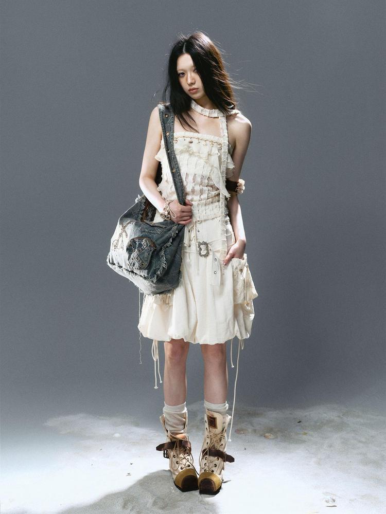Cest Nous Feminine Ruffle Bustier Top For Women