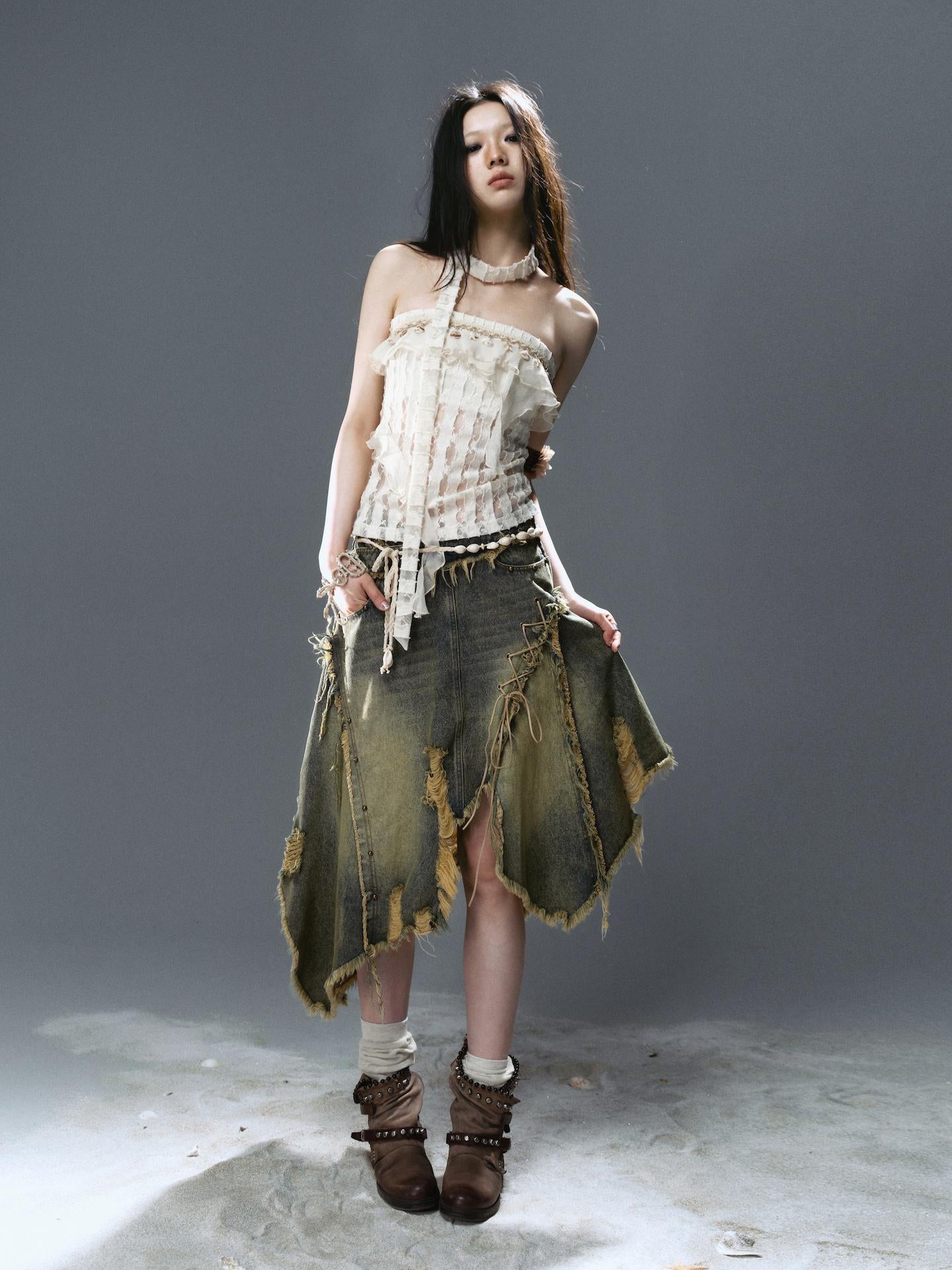 Cest Nous Feminine Ruffle Bustier Top For Women
