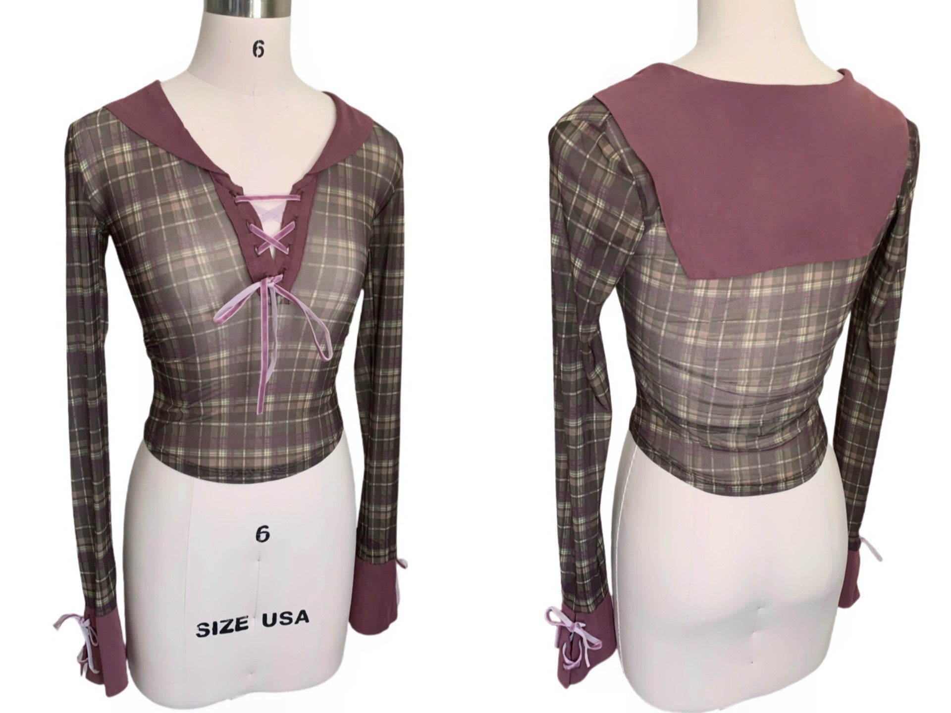FinderMond_FM_Checked_Sailor_Collar_Multi_Layered_Women&