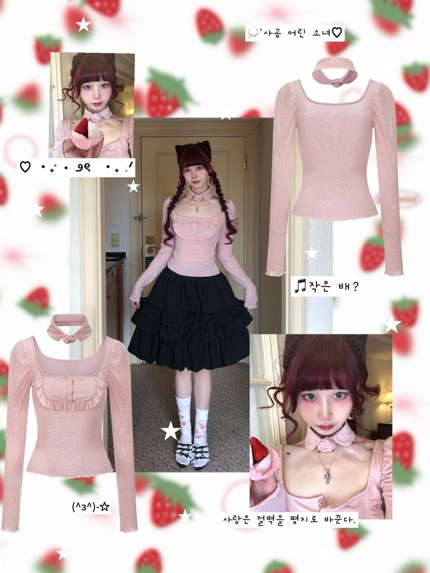 FinderMond FM Gray Pink Doll Rose Collar Women&