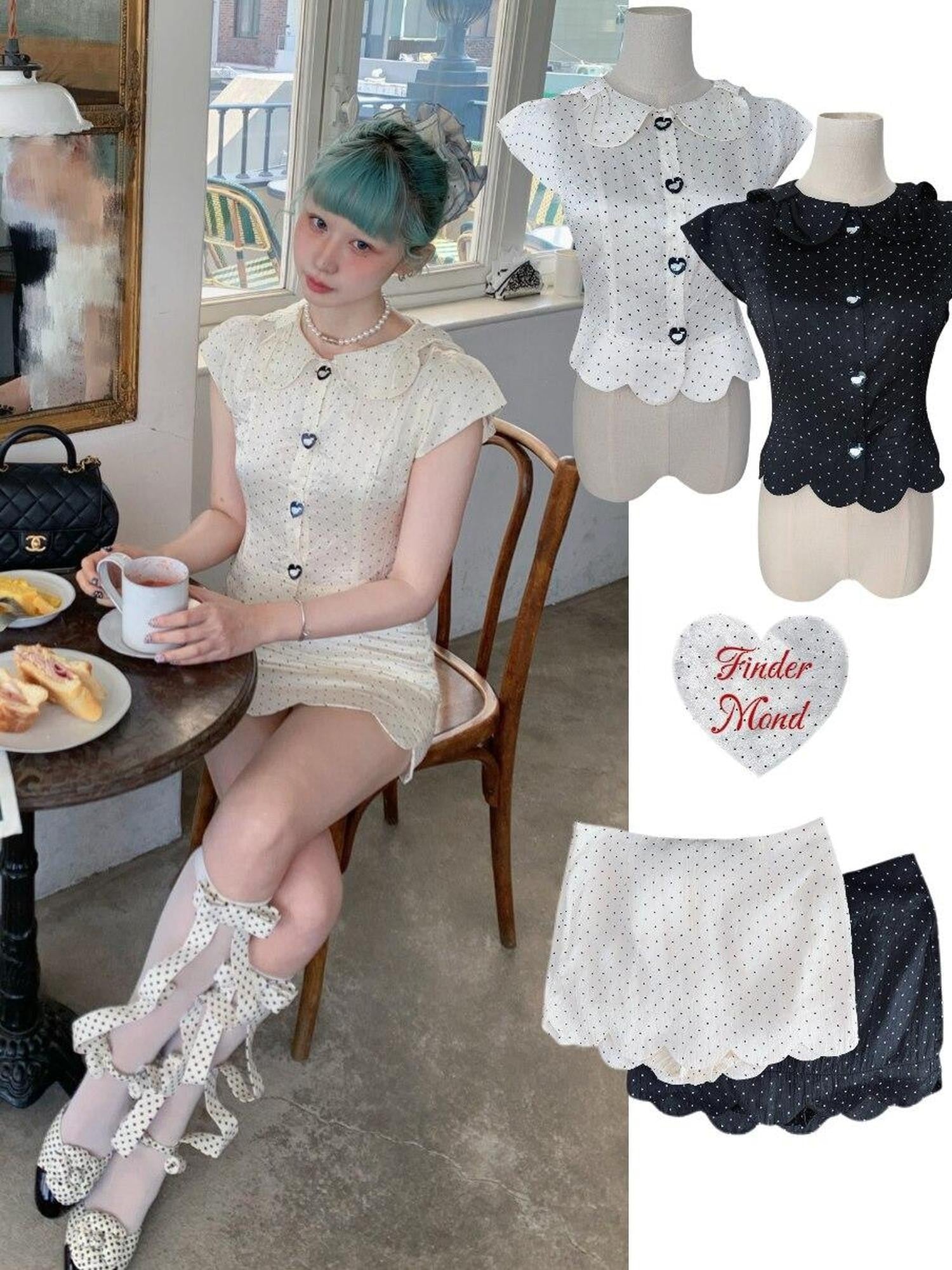 FinderMond FM Polka Dot Petal Bow Elegant Women&