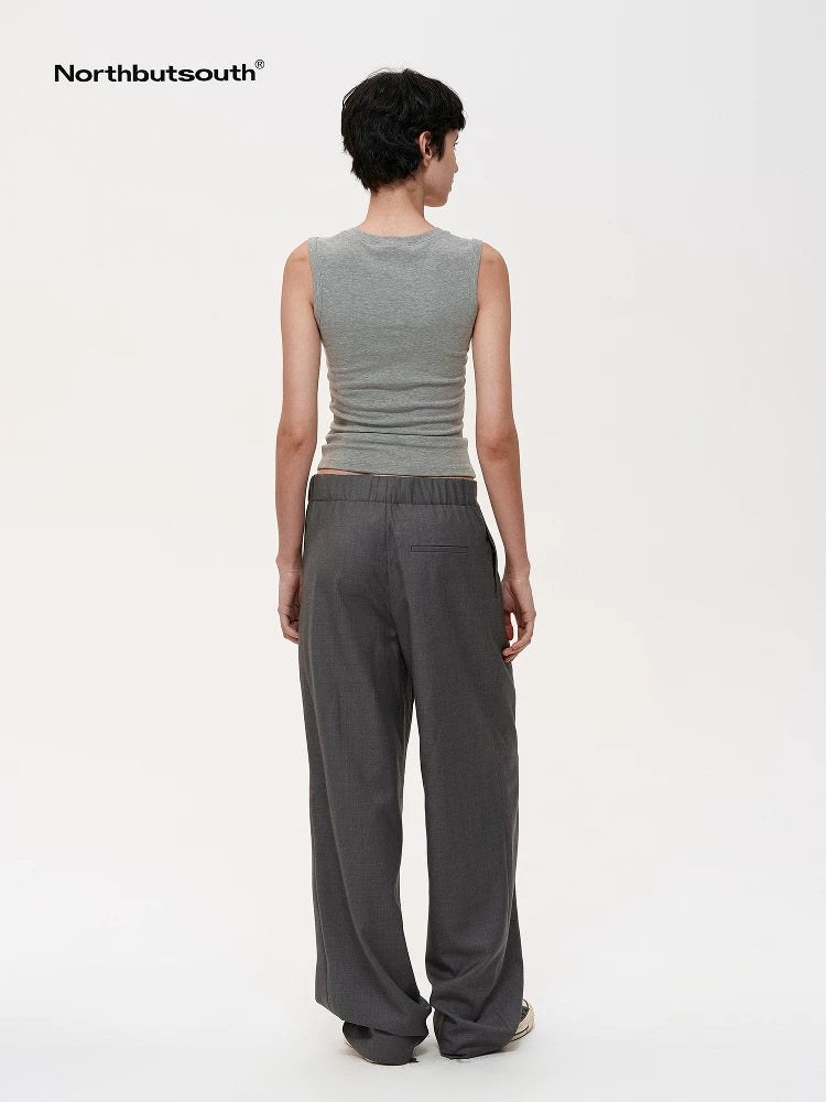 Fine Wool Drawstring Trousers with Relaxed Fit