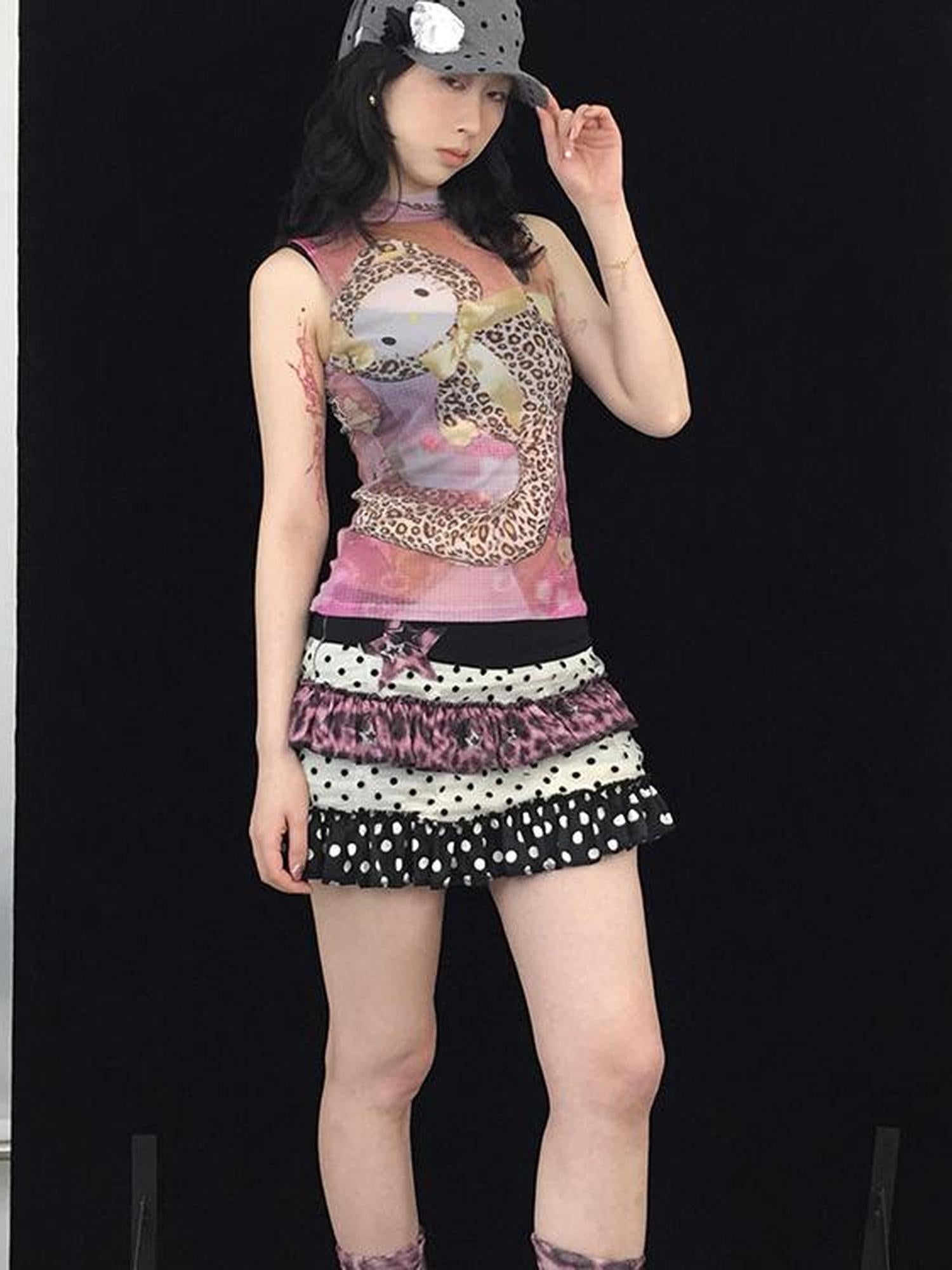 Ttsunami Flirty Summer Dot Print Layered Ruffle Skirt With Shorts Dresses