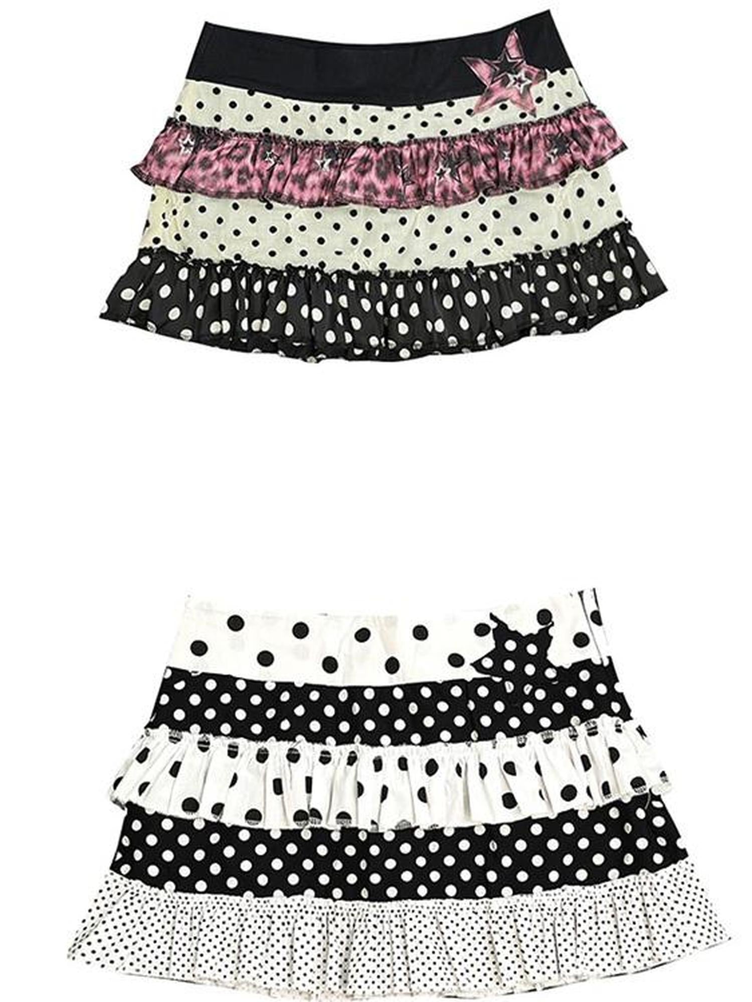 Ttsunami Flirty Summer Dot Print Layered Ruffle Skirt With Shorts Dresses