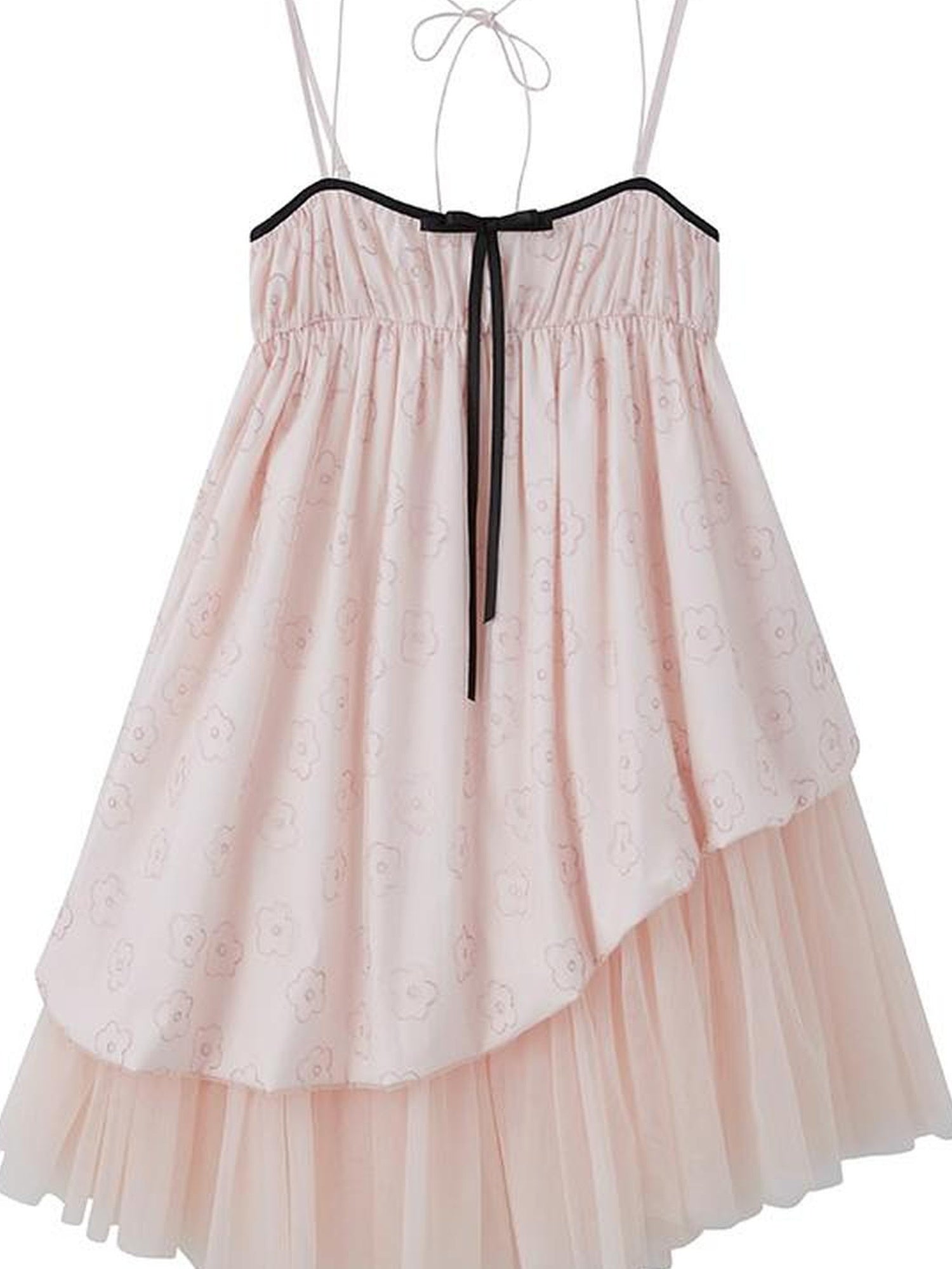 DIDDI MODA Floral Bloom Sheath Dress With Layered Tulle Hem