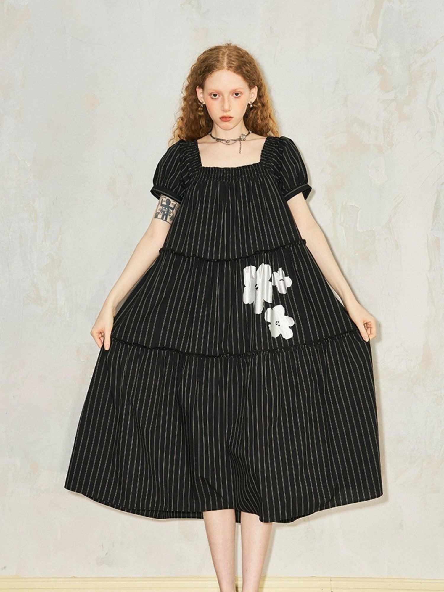 DIDDI MODA Floral Bubble Sleeve Summer Maxi Dress