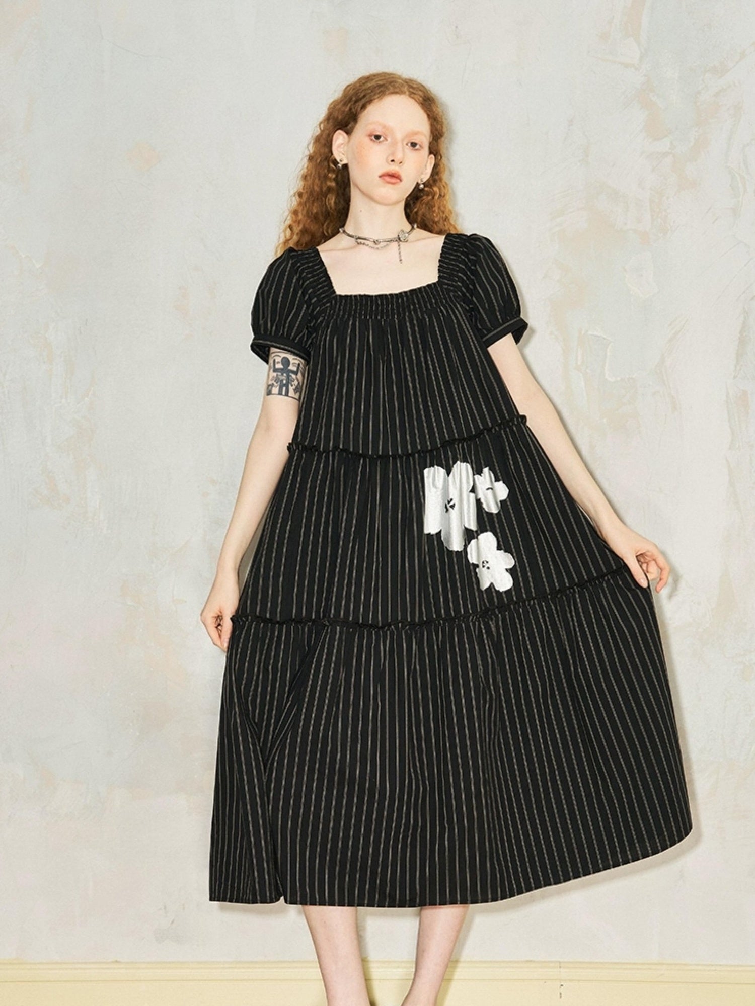 DIDDI MODA Floral Bubble Sleeve Summer Maxi Dress