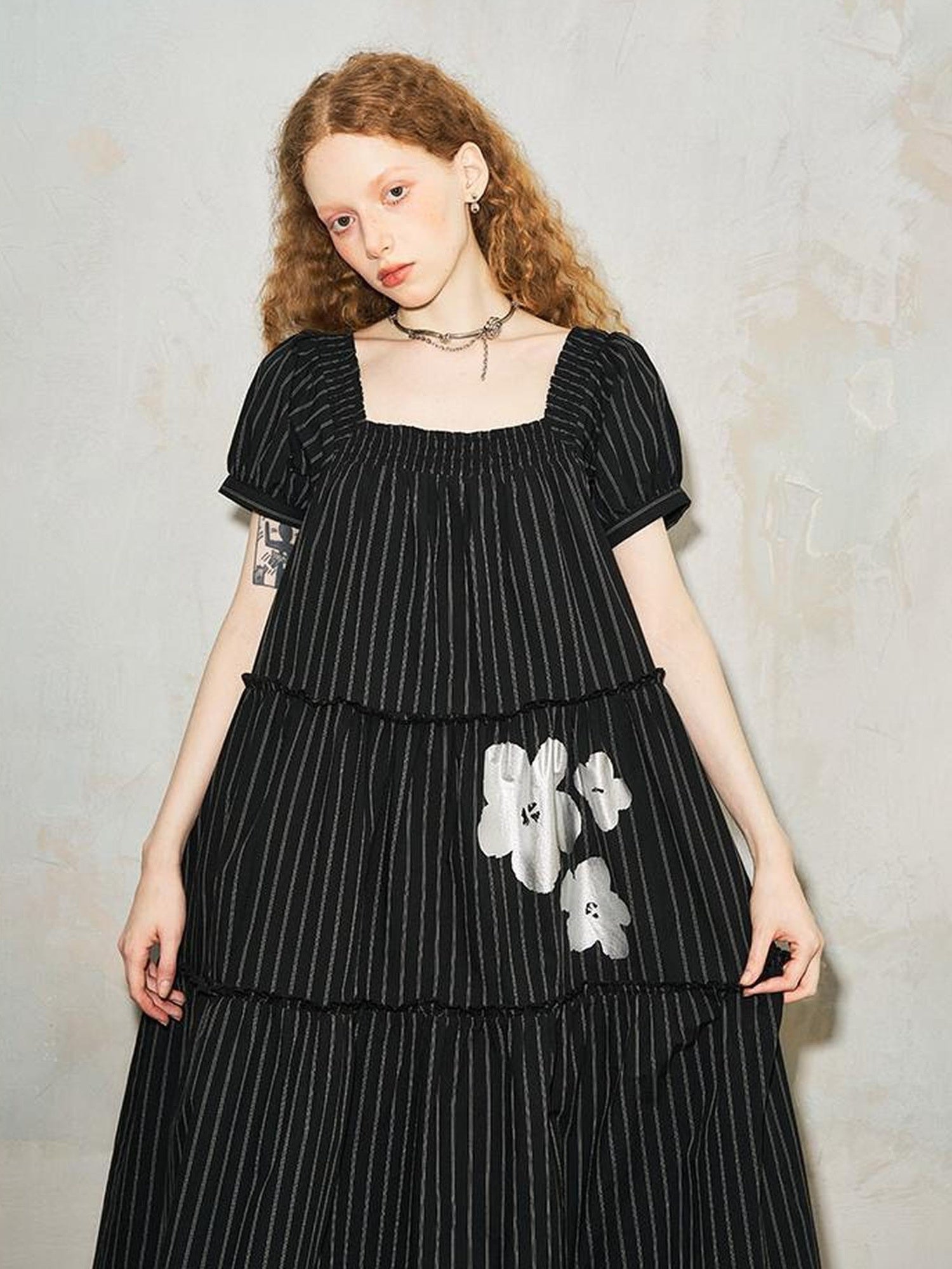 DIDDI MODA Floral Bubble Sleeve Summer Maxi Dress