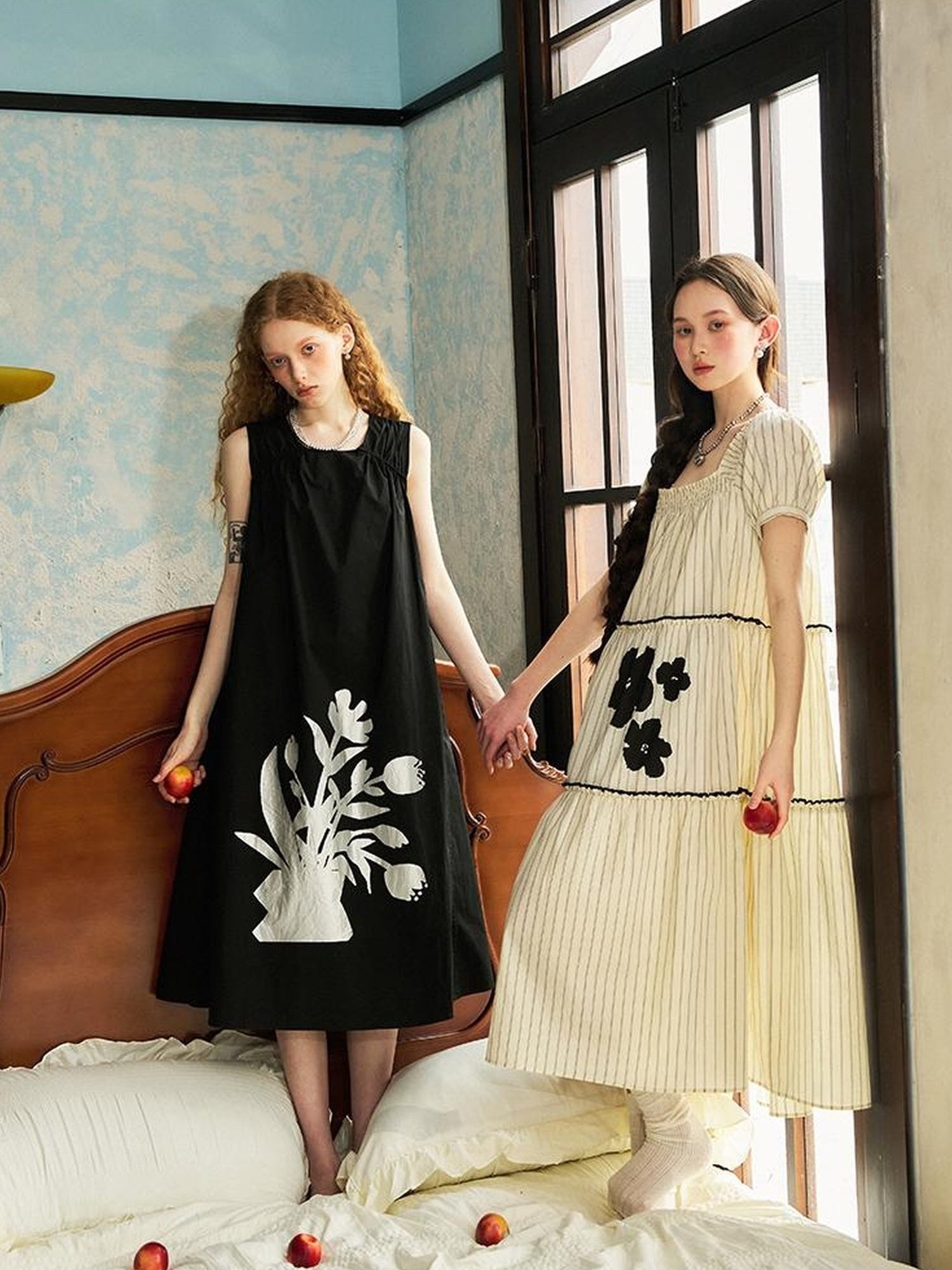 DIDDI MODA Floral Bubble Sleeve Summer Maxi Dress