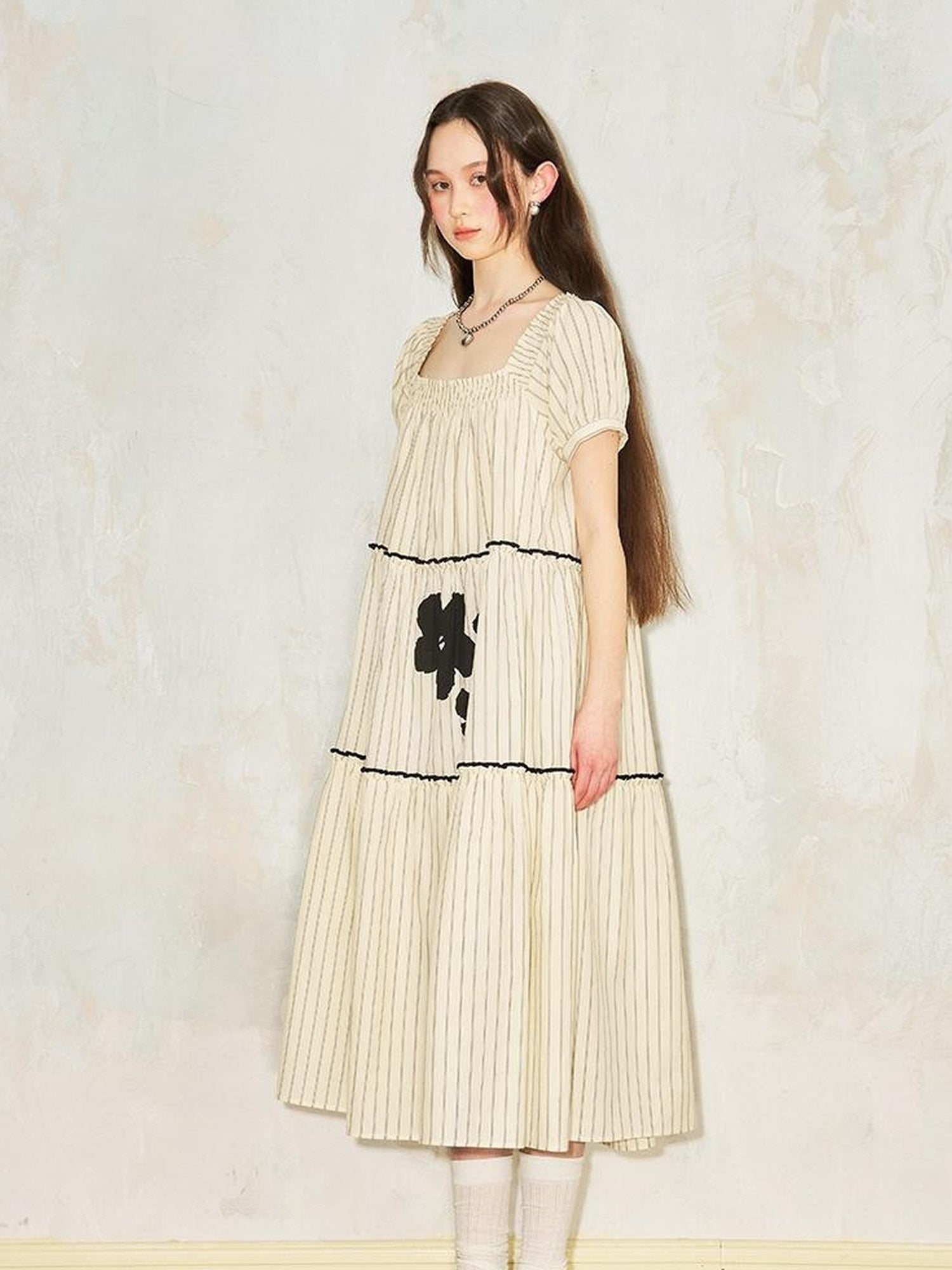 DIDDI MODA Floral Bubble Sleeve Summer Maxi Dress