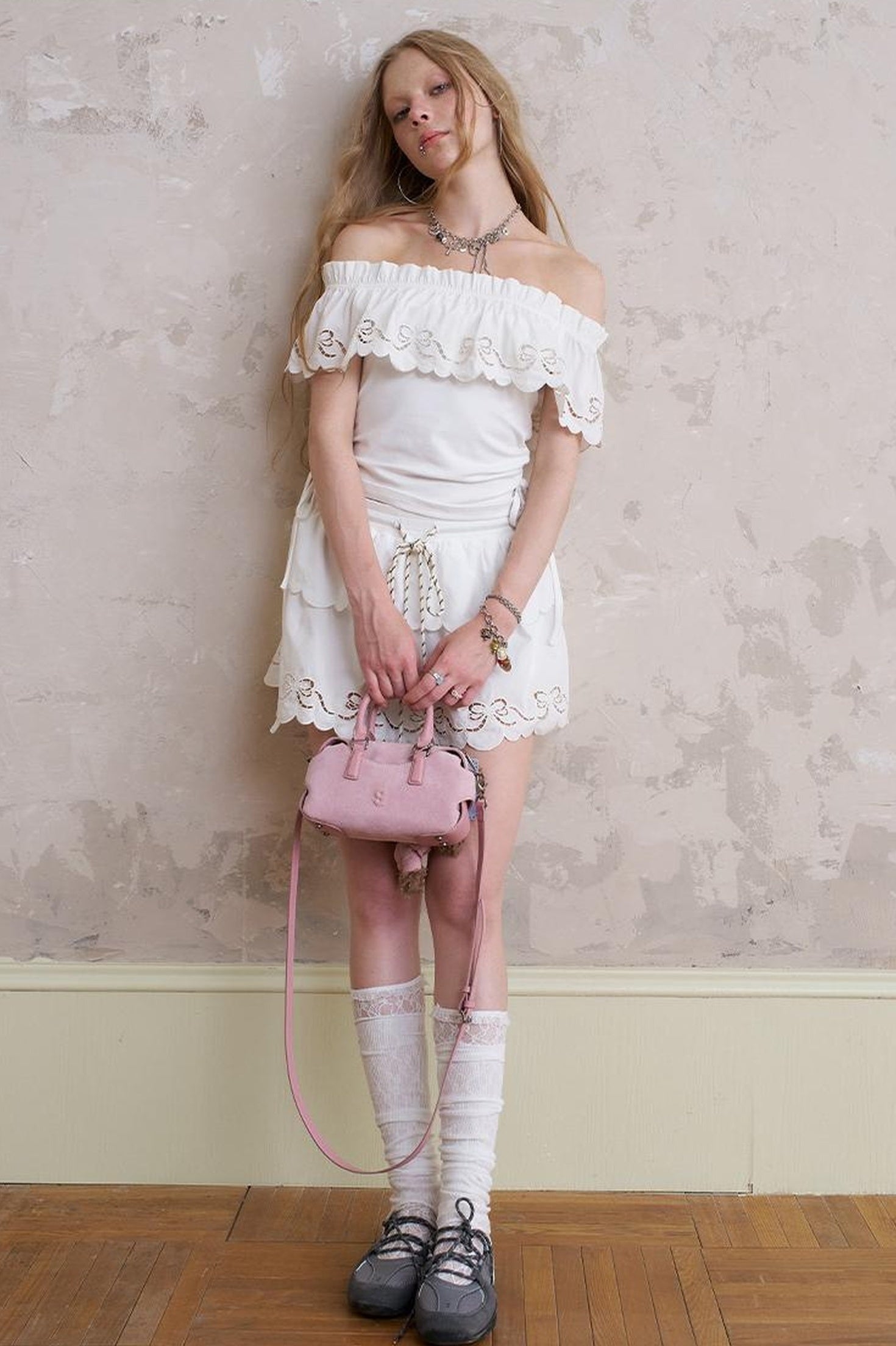 DIDDI MODA Floral Cutout Crop Top With Drawstring Waist Matching Shorts Pants Set