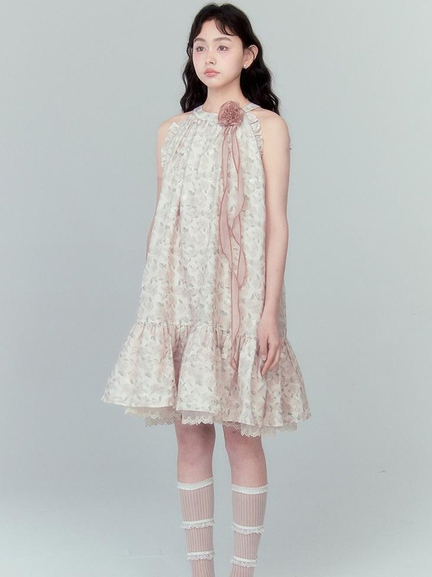 DIDDI MODA Floral Illusion Halter Dress