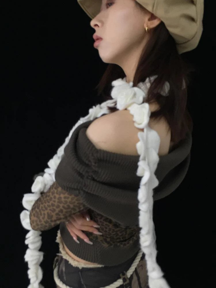 Floral Knit Fringe Scarf Shawl Wrap