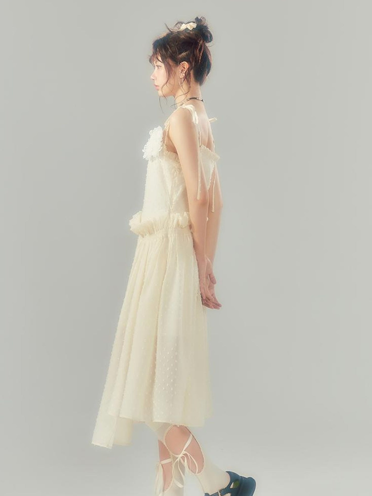 DIDDI MODA Floral Lace A Line Mini Dress With Ruffles