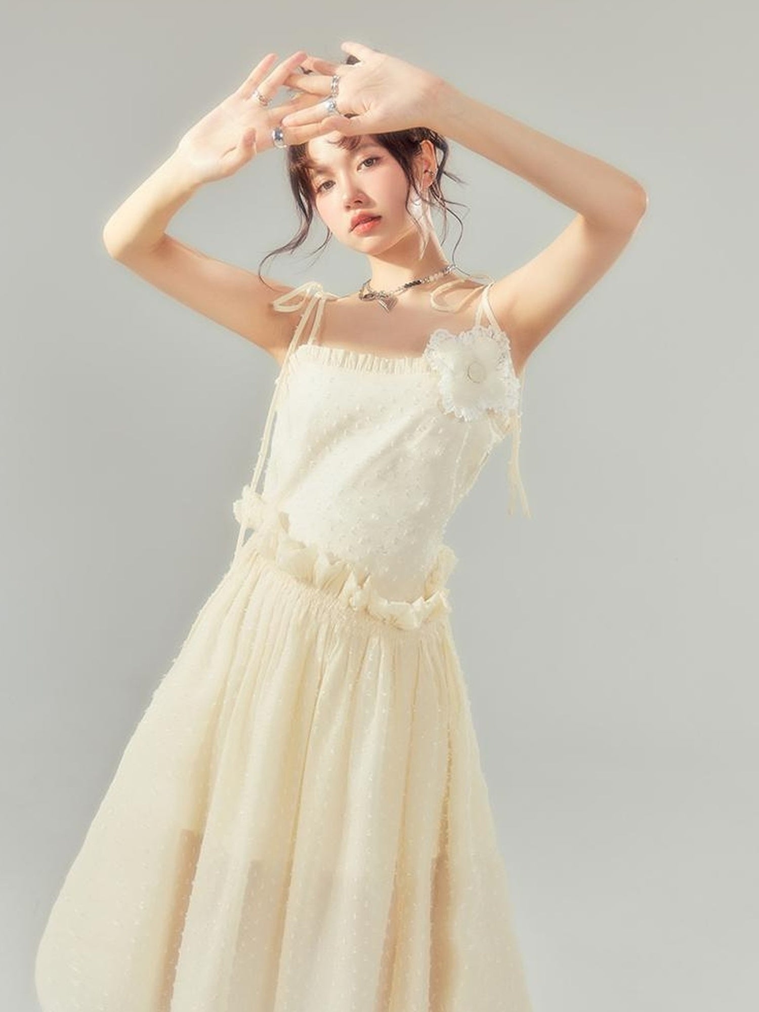 DIDDI MODA Floral Lace A Line Mini Dress With Ruffles