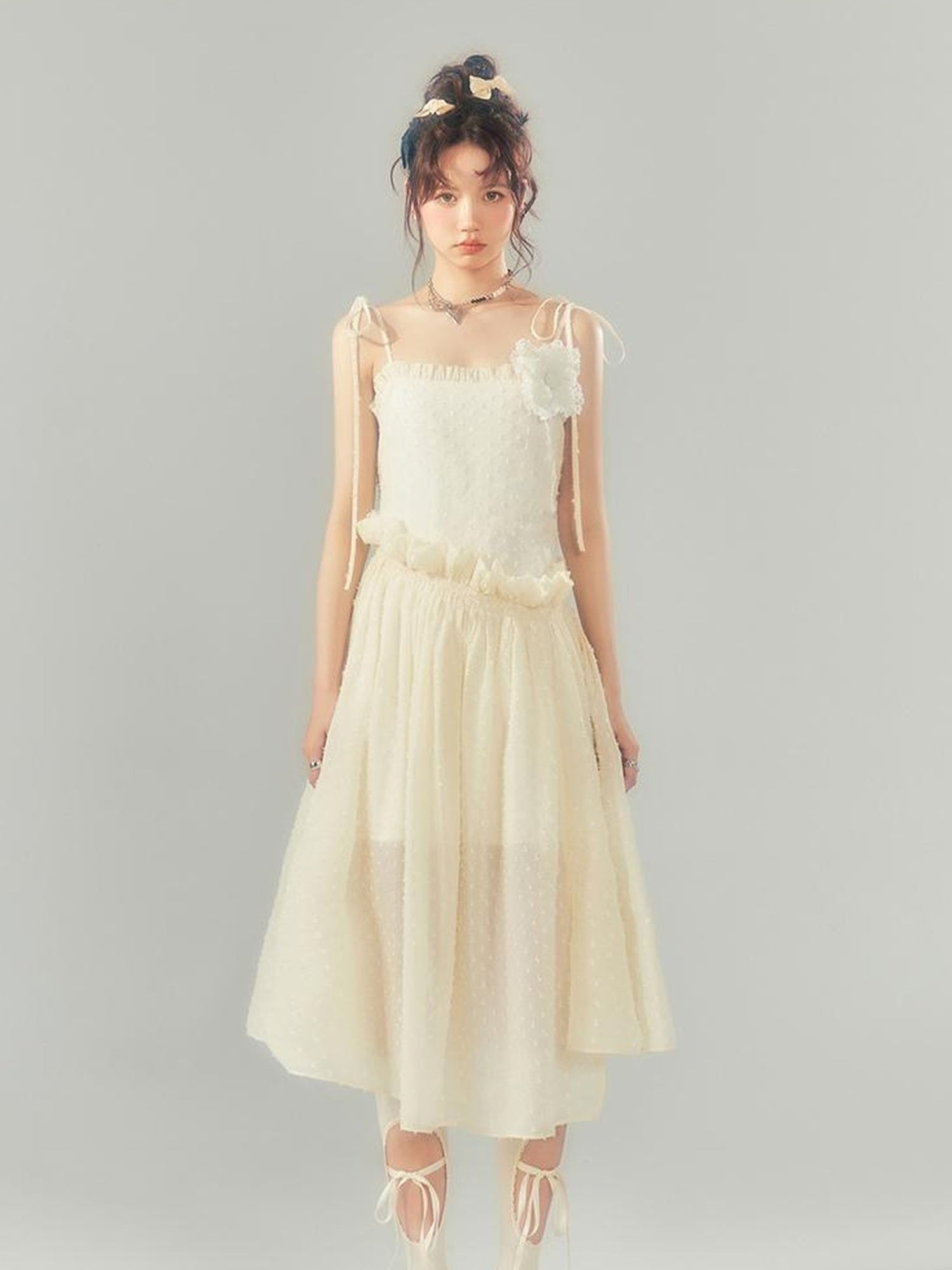 DIDDI MODA Floral Lace A Line Mini Dress With Ruffles