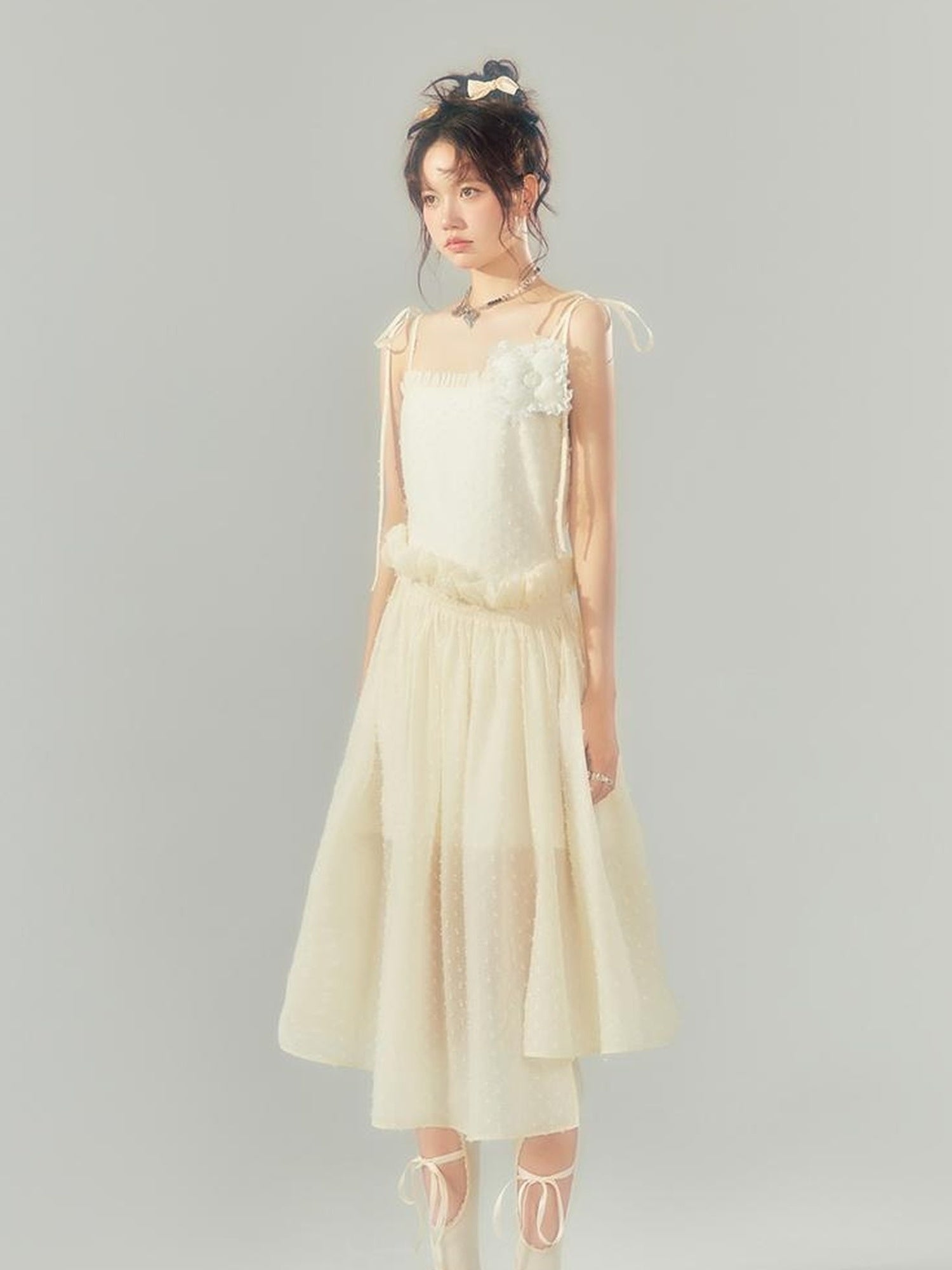 DIDDI MODA Floral Lace A Line Mini Dress With Ruffles