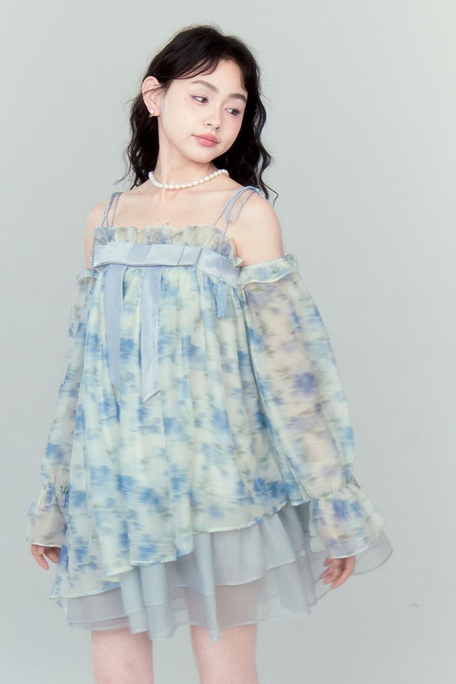 DIDDI MODA Floral Lace Bow Asymmetrical Hem Dress