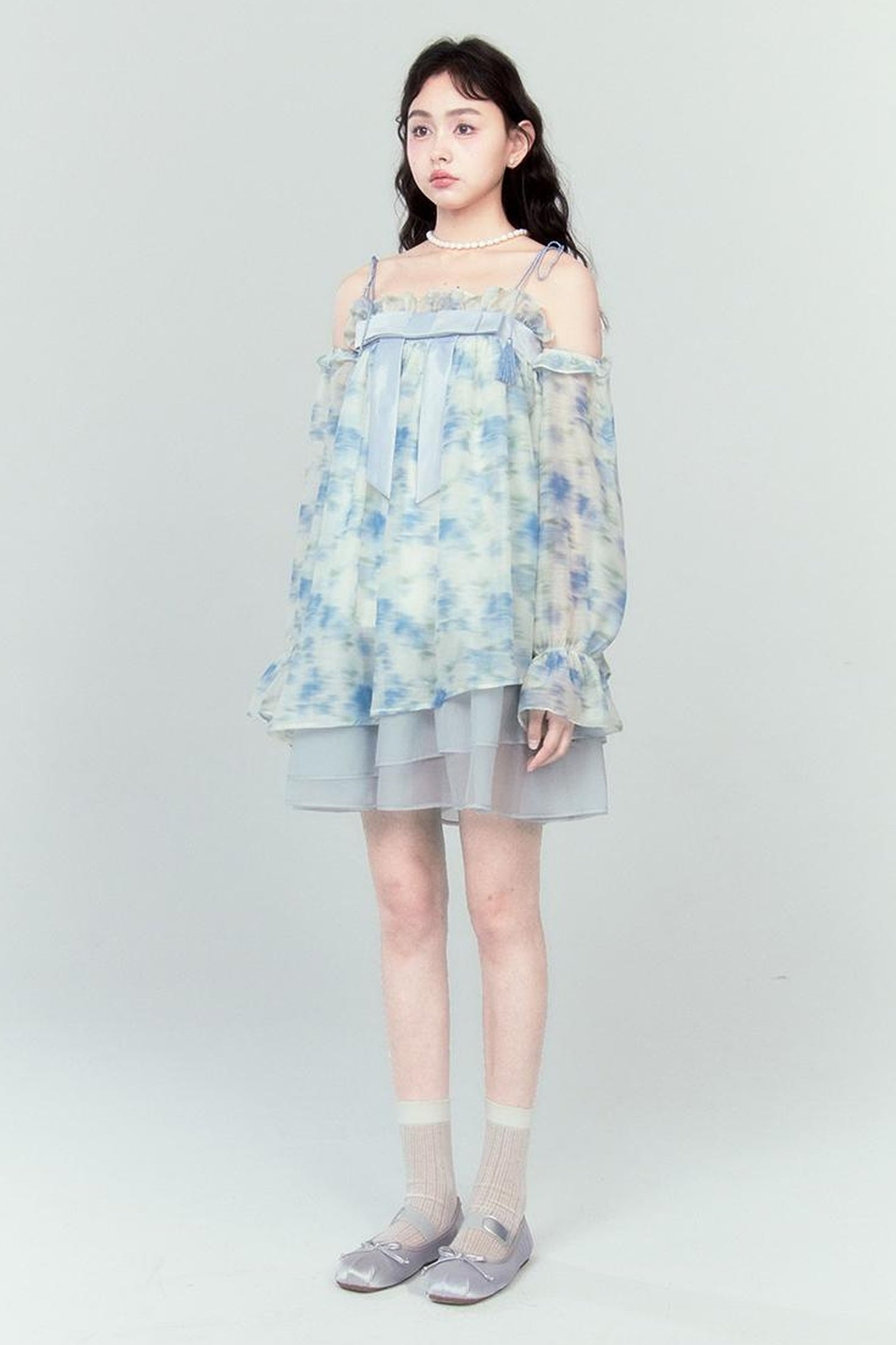 DIDDI MODA Floral Lace Bow Asymmetrical Hem Dress