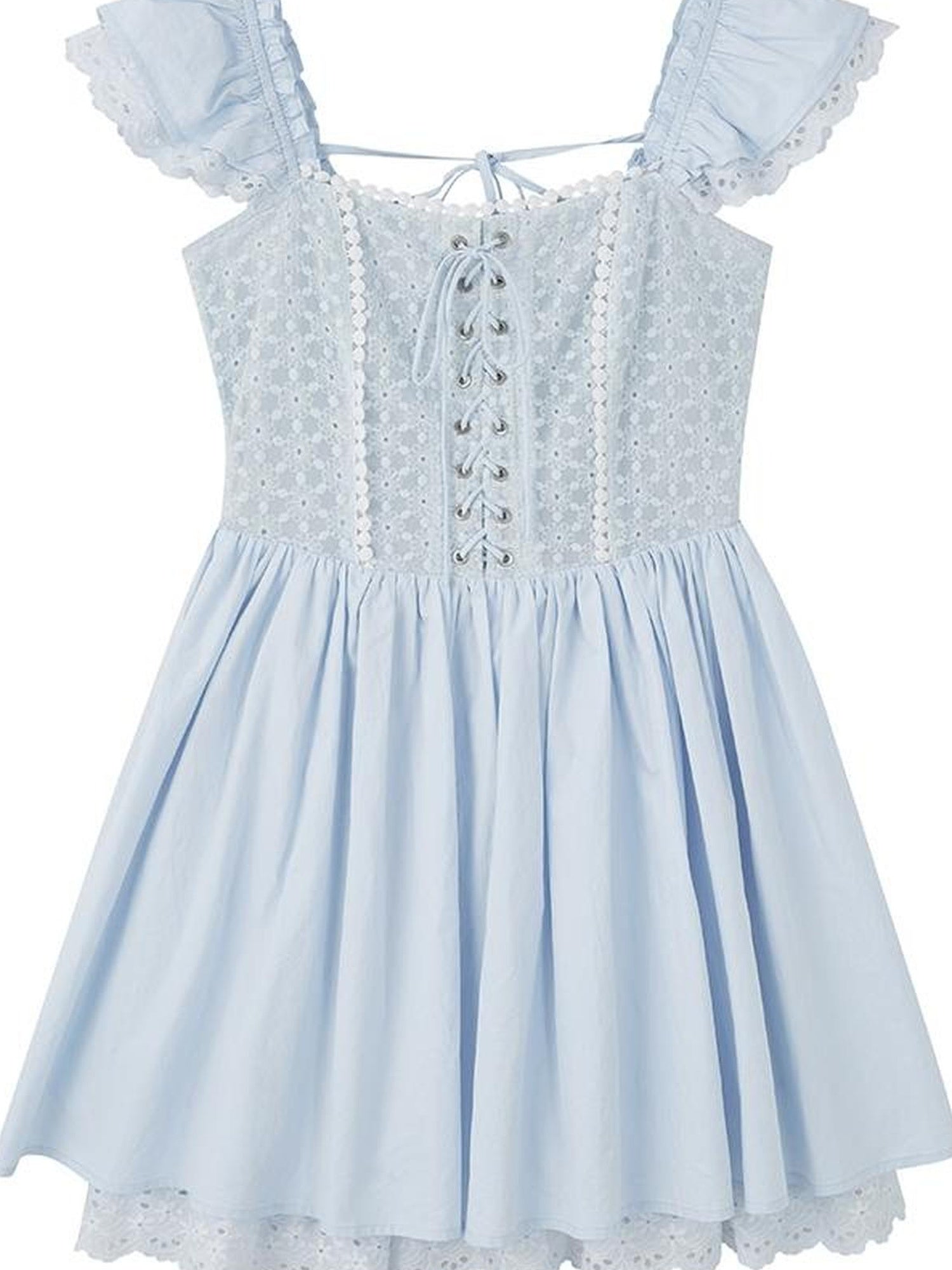 DIDDI MODA Floral Lace Flutter Sleeve A Line Dress